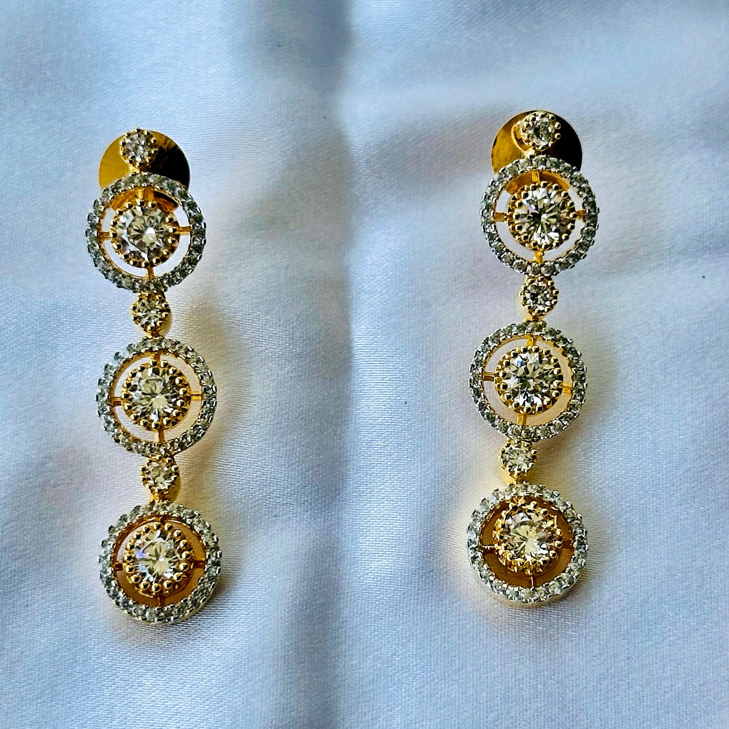 Solitaire Cubic Zircon American Diamond Gold Plated Necklace Set