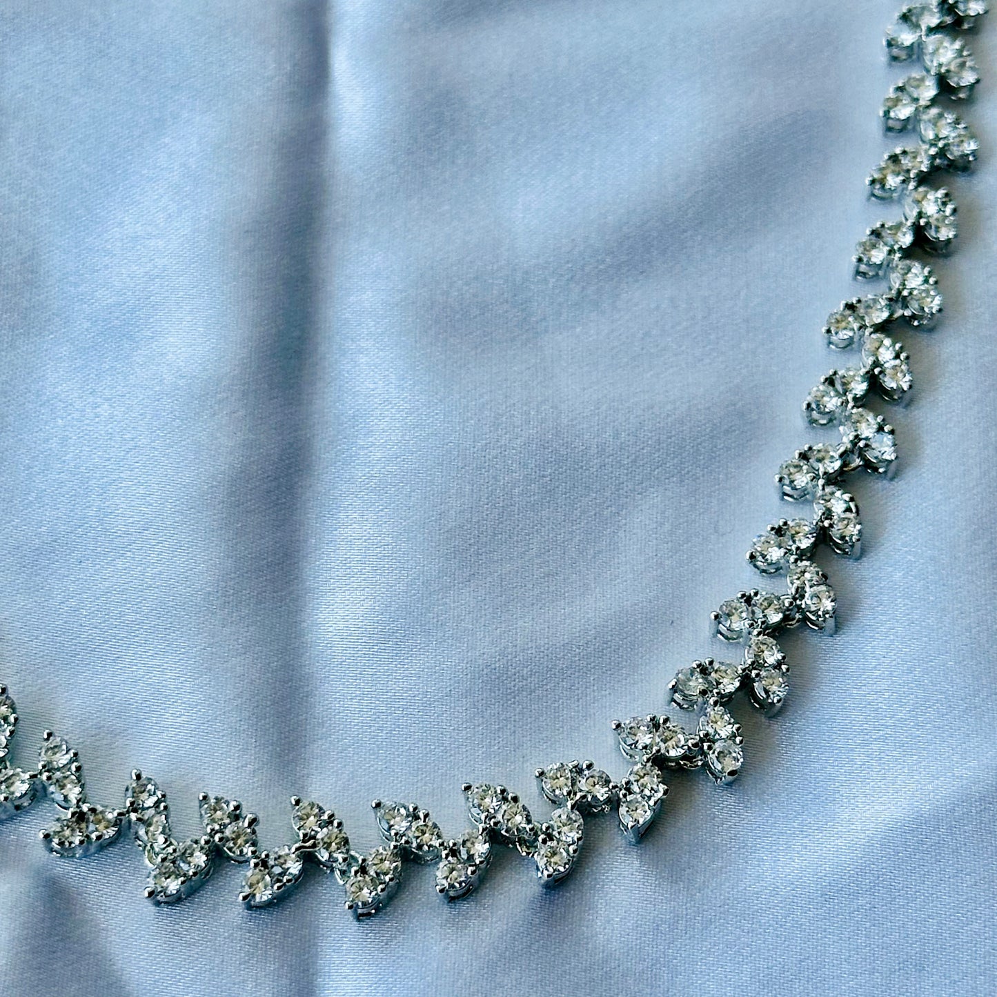 Solitaire Cubic Zircon American Diamond Silver Plated Necklace Set