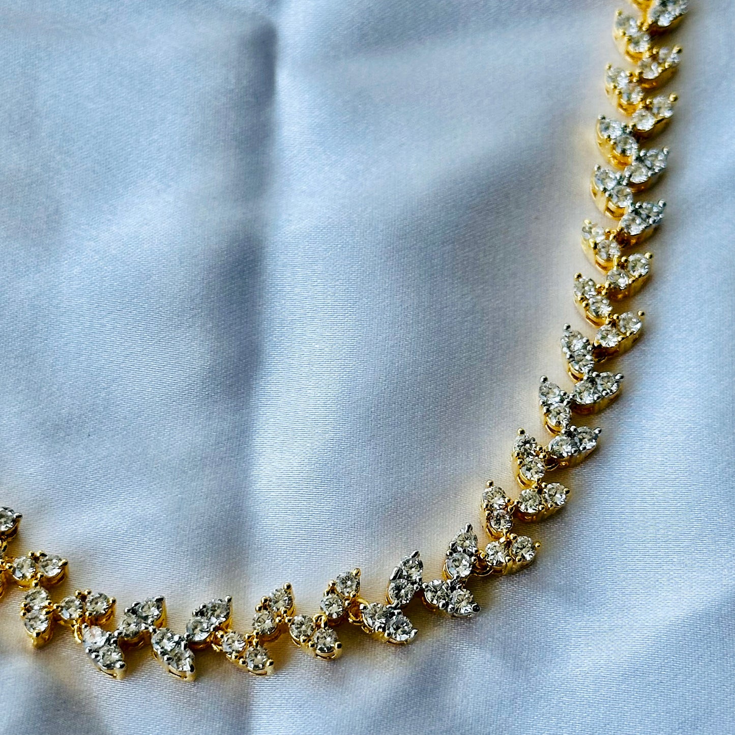 Solitaire Cubic Zircon American Diamond Gold Plated Necklace Set