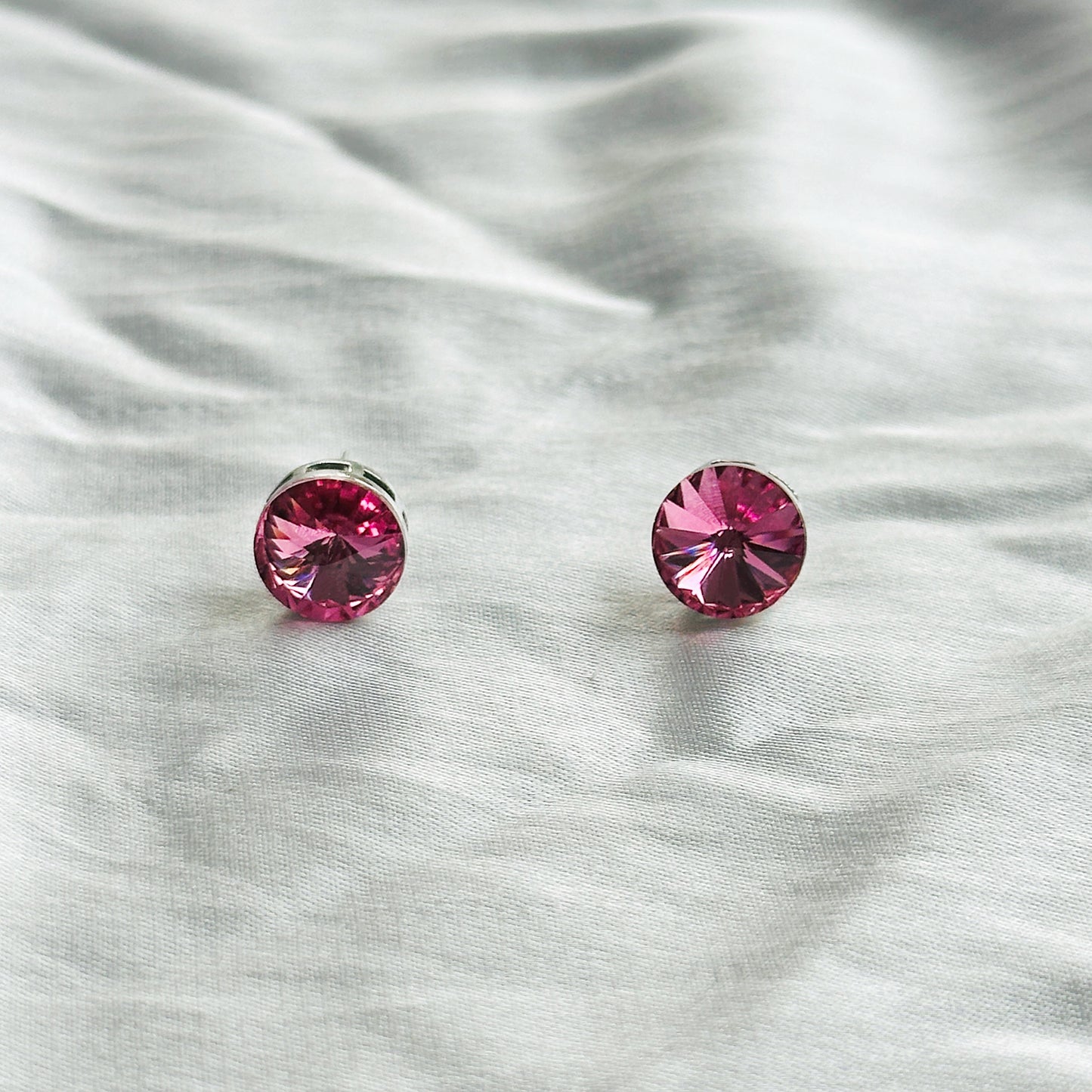 Indian Pink Swarovski Crystal Silver Plated Pendant Set