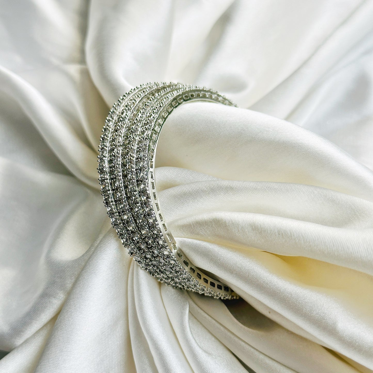 American Diamond Silver Plated Bangles Set of 4
