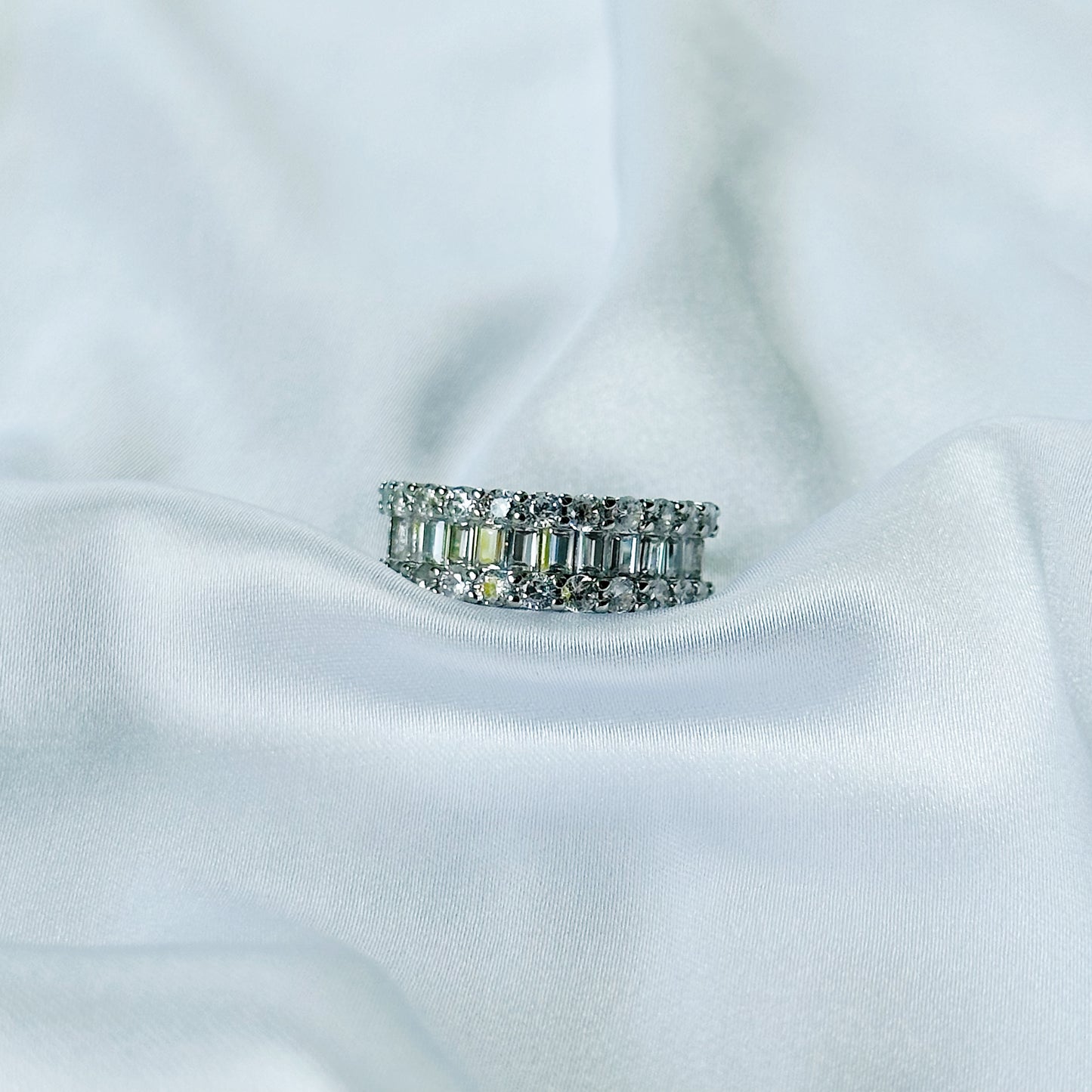American Diamond Silver Plated Adjustable Ring
