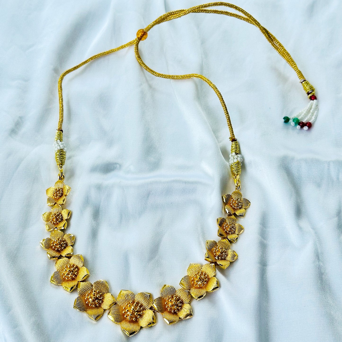 Floral Design 1 Micron Gold Plated Necklace Set