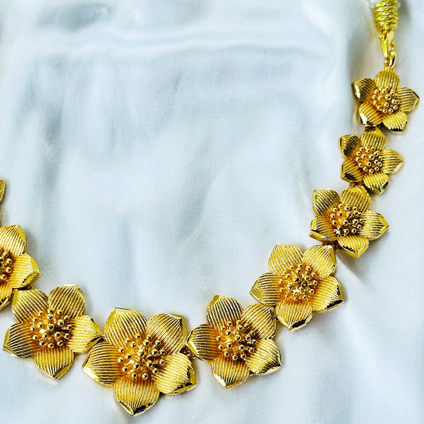 Flower Design 1 Micron Gold Plated Necklace Set