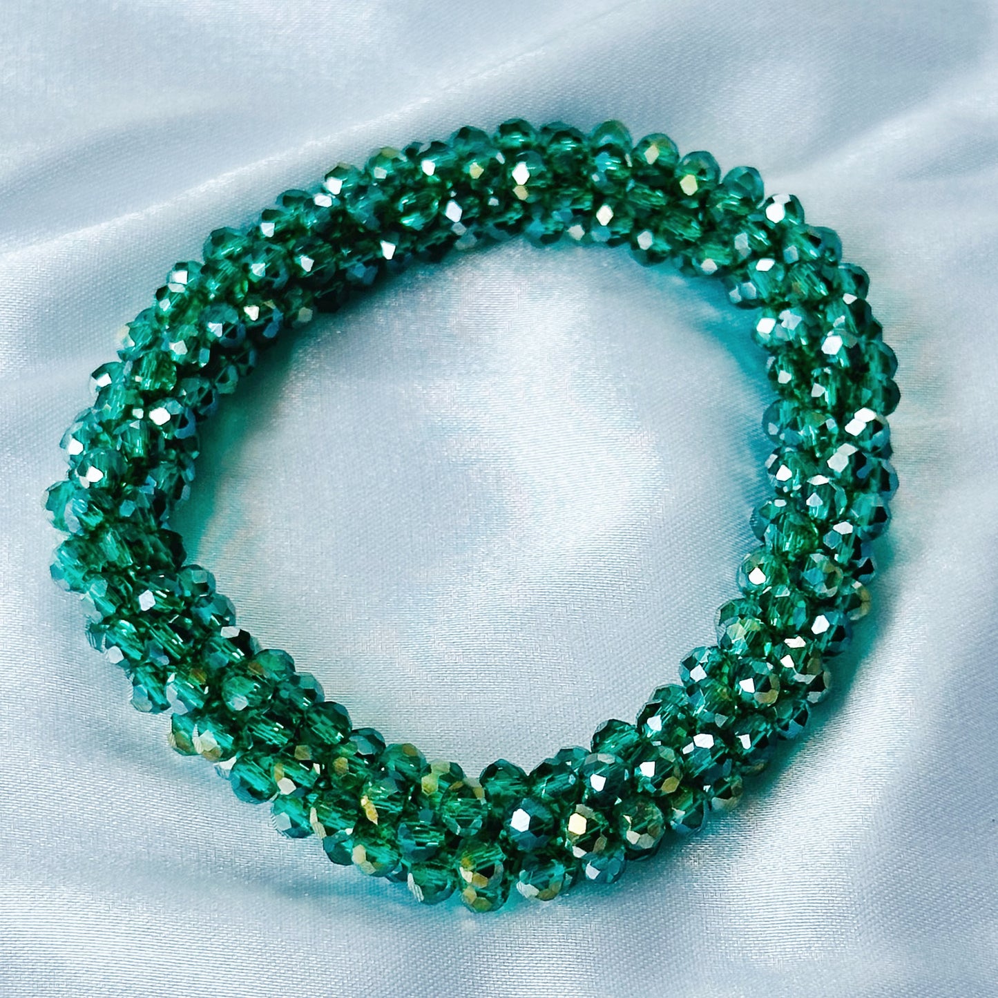 Green Emerald Beads With Magnetic Lock American Diamond Western Bracelet & Necklace Combo