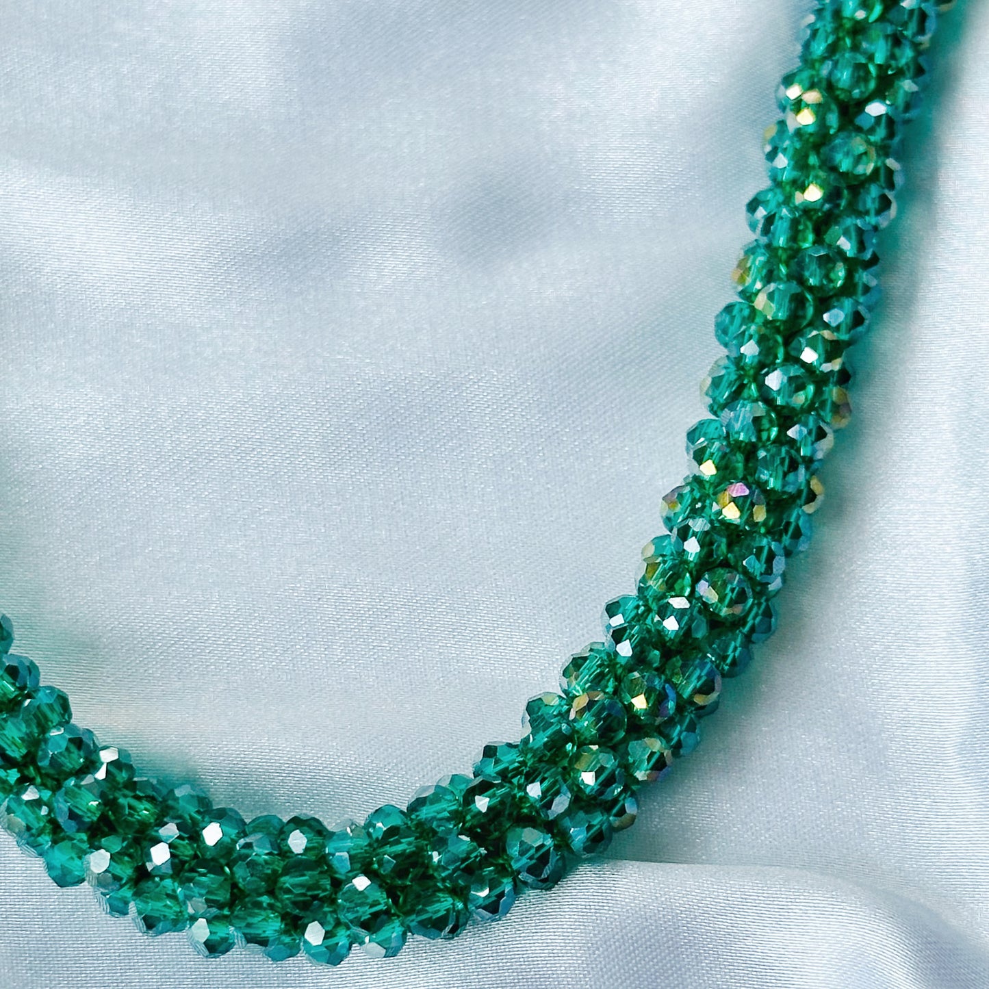 Green Emerald Beads With Magnetic Lock American Diamond Western Bracelet & Necklace Combo