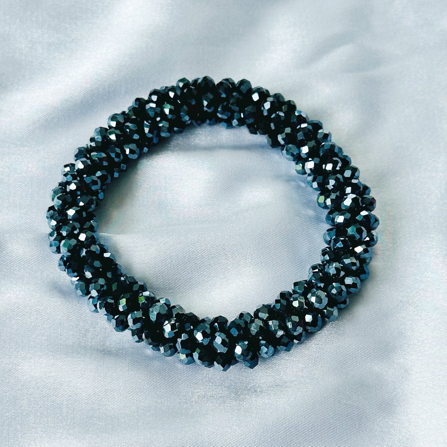 Navy Blue Beads With Magnetic Lock American Diamond Western Bracelet & Necklace Combo