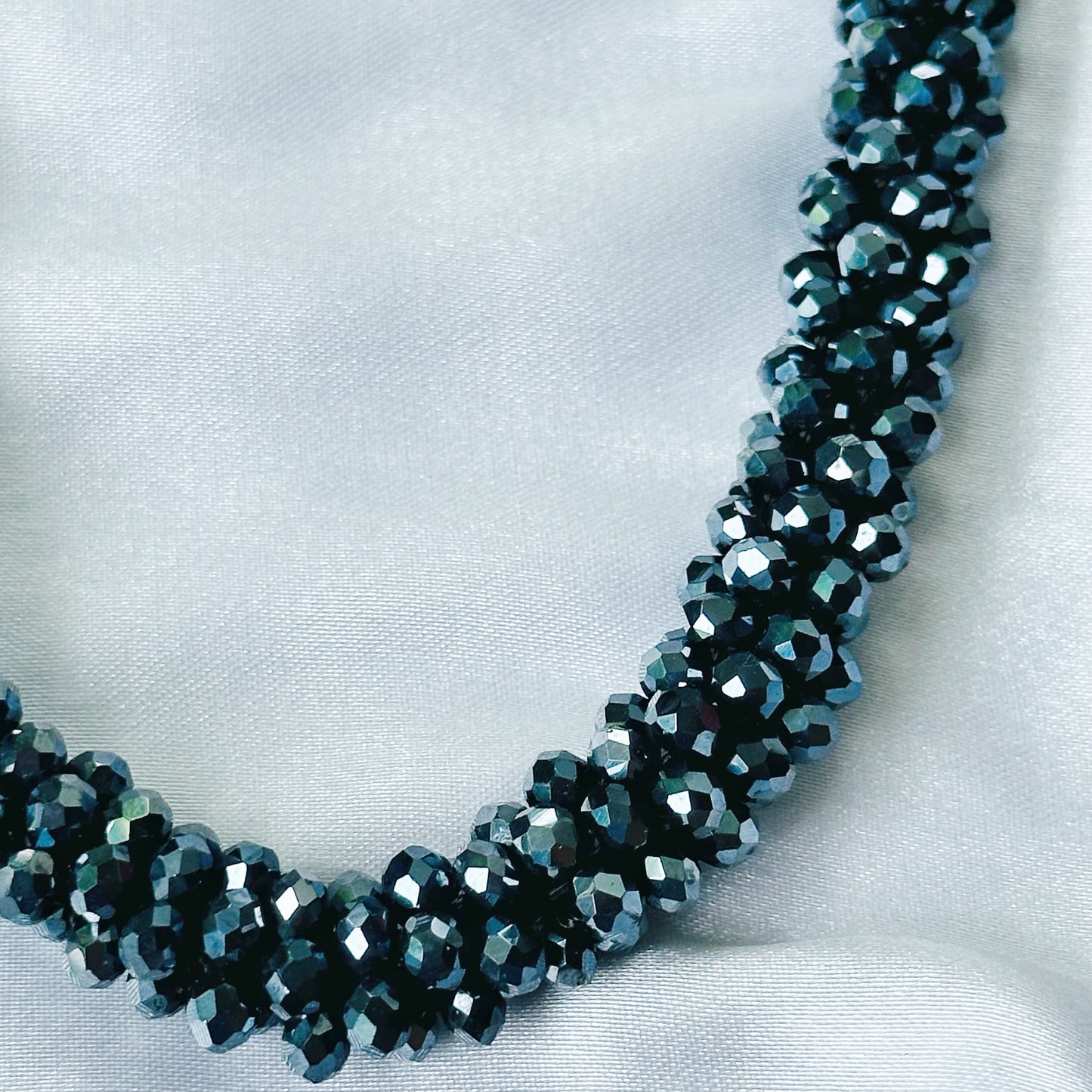 Navy Blue Beads With Magnetic Lock American Diamond Western Bracelet & Necklace Combo