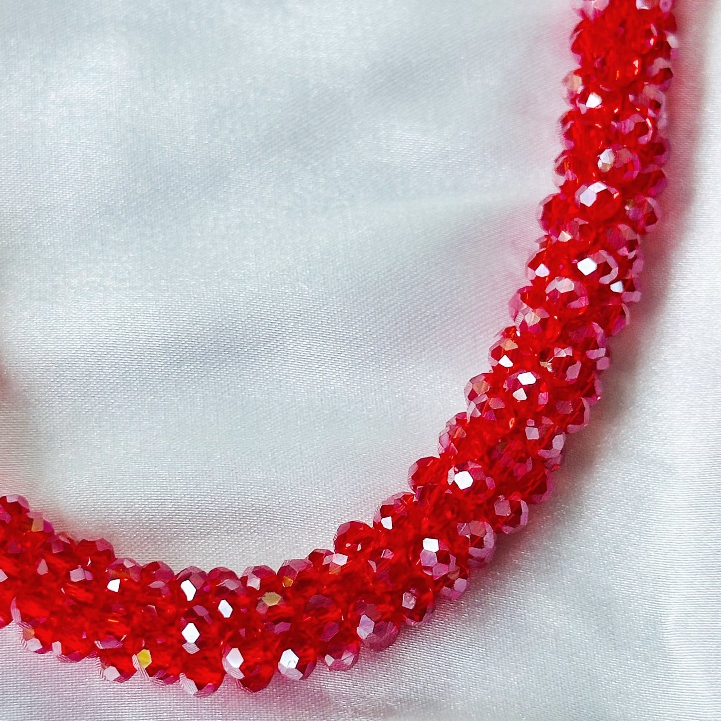 Red Ruby Beads With Magnetic Lock American Diamond Western Necklace