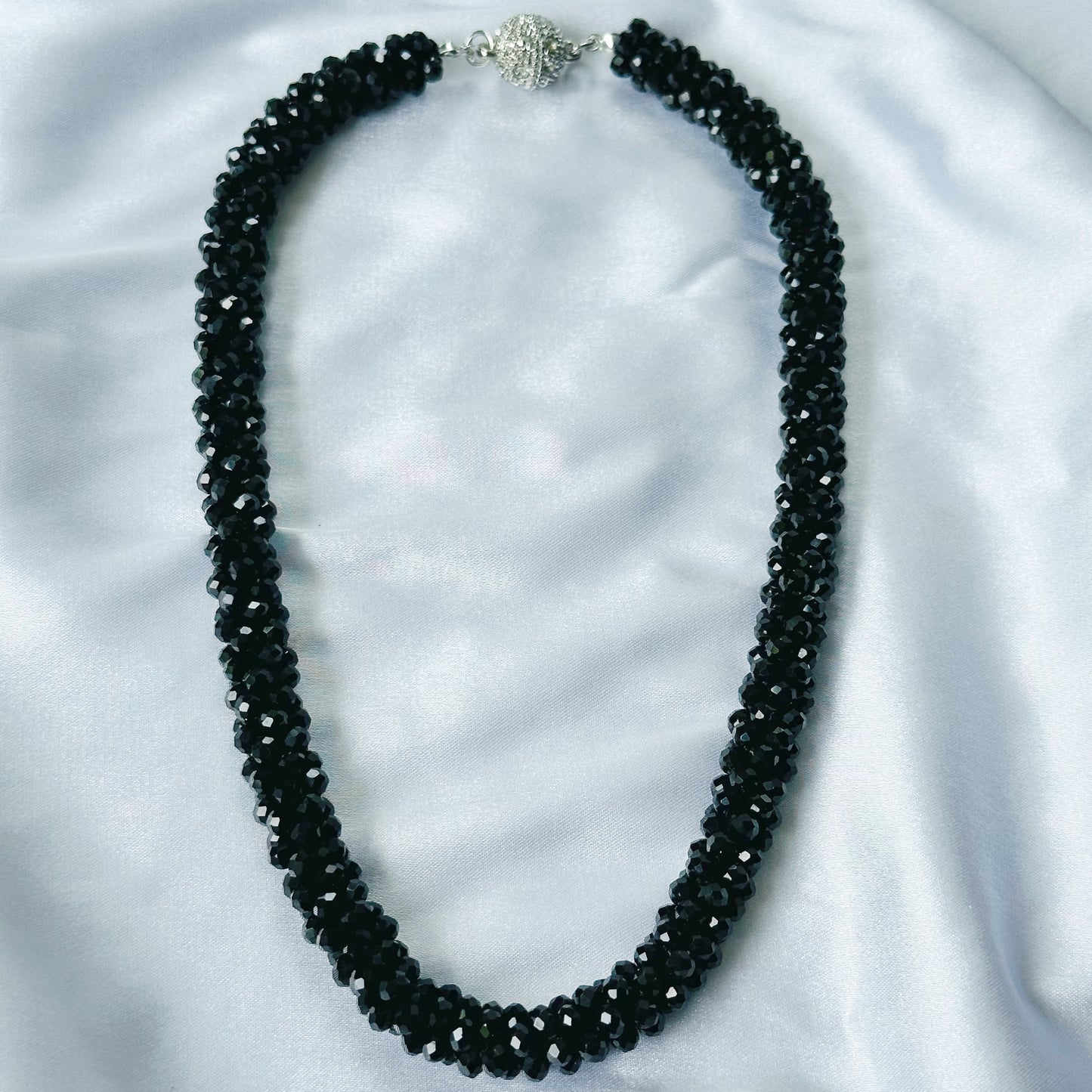 Black Beads With Magnetic Lock American Diamond Western Necklace