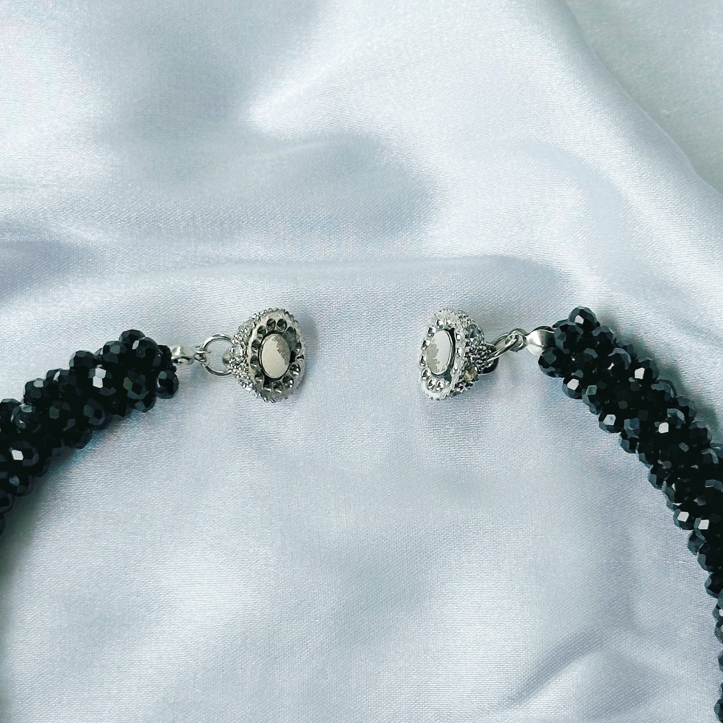Black Beads With Magnetic Lock American Diamond Western Necklace