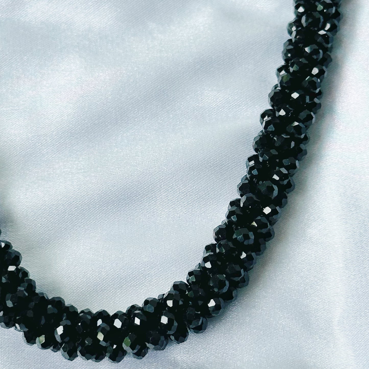 Black Beads With Magnetic Lock American Diamond Western Necklace