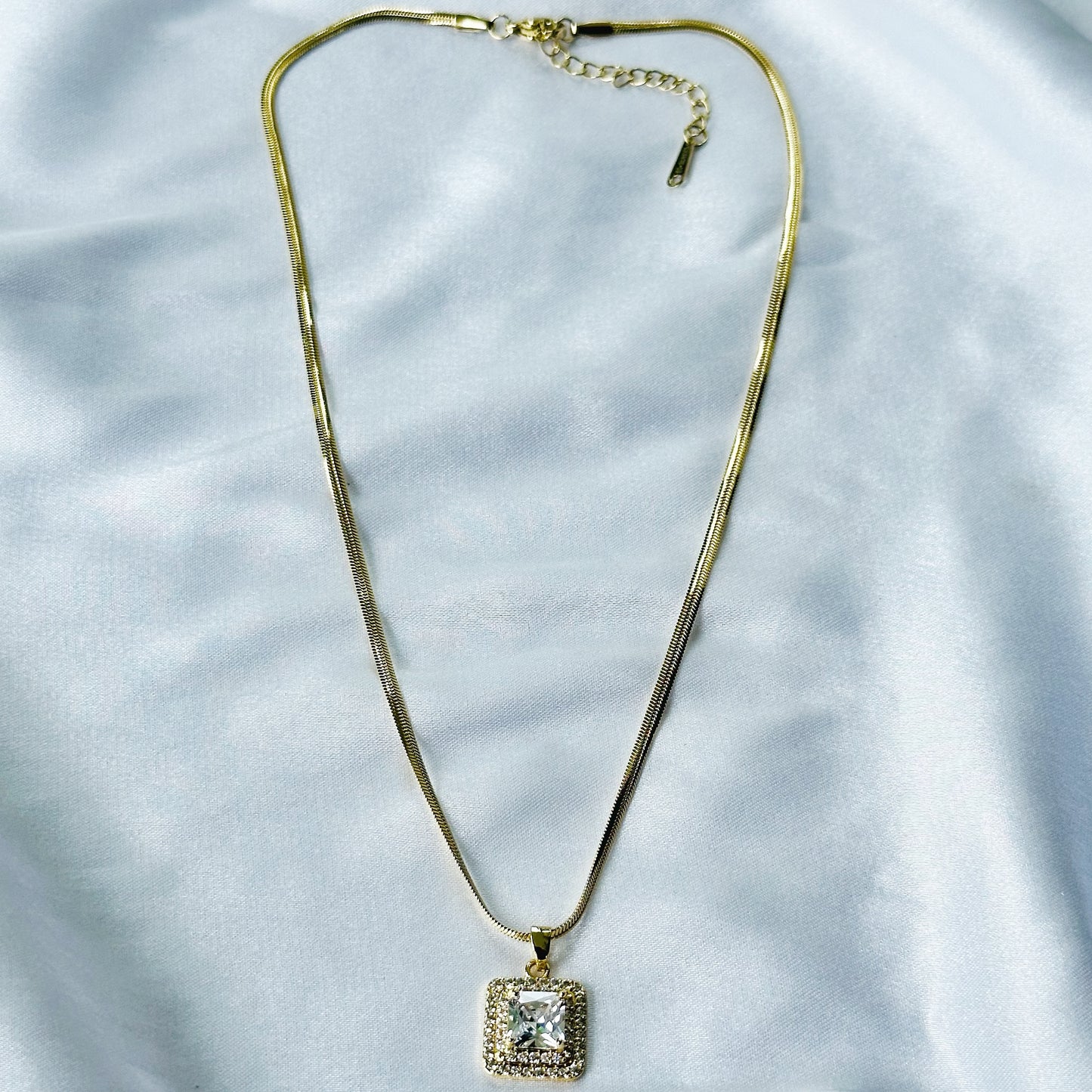 American Diamond Gold Plated Stainless Steel Necklace