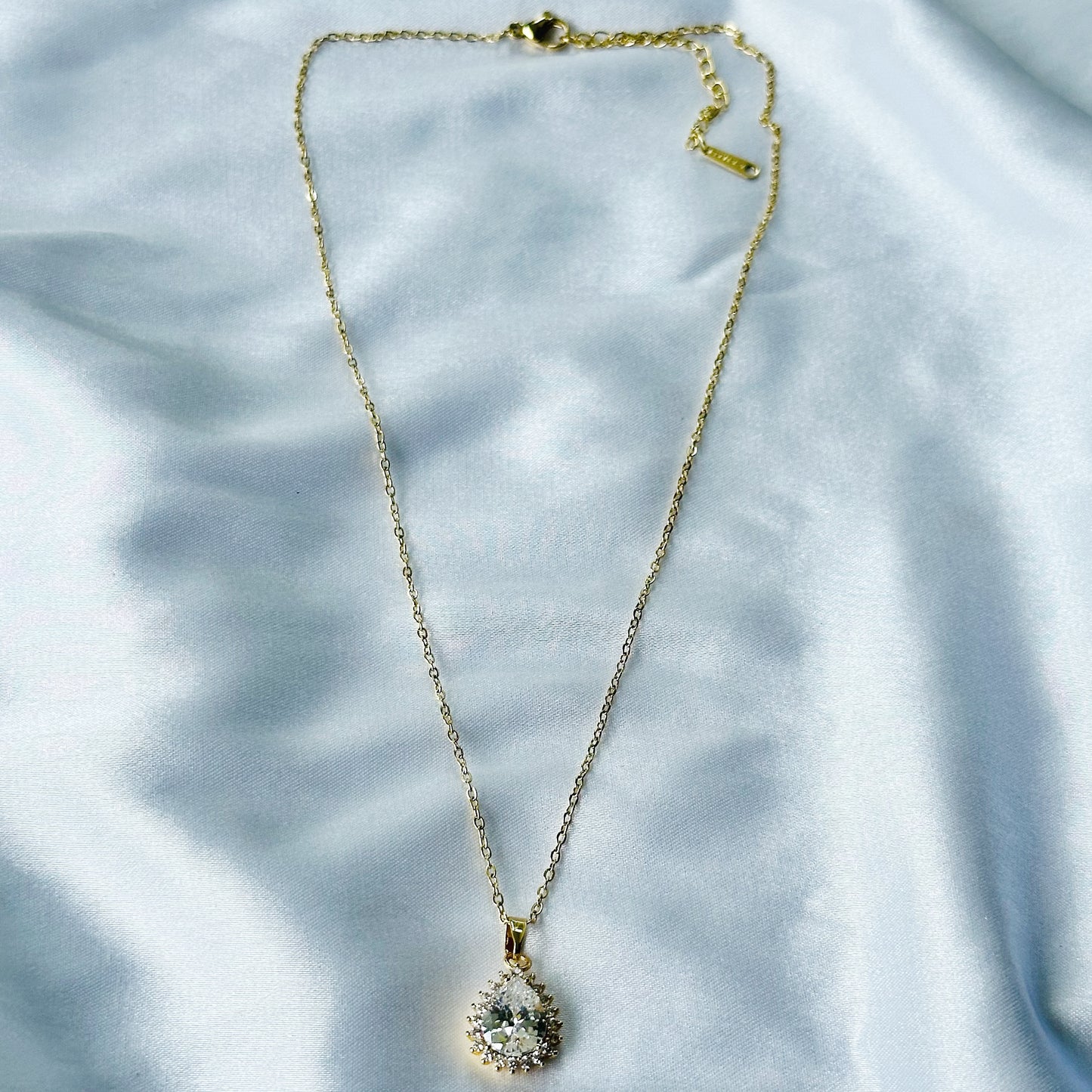 American Diamond Gold Plated Stainless Steel Necklace