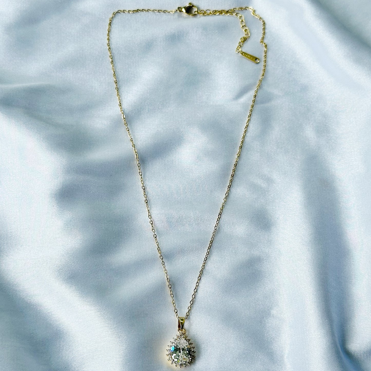 American Diamond Gold Plated Stainless Steel Necklace