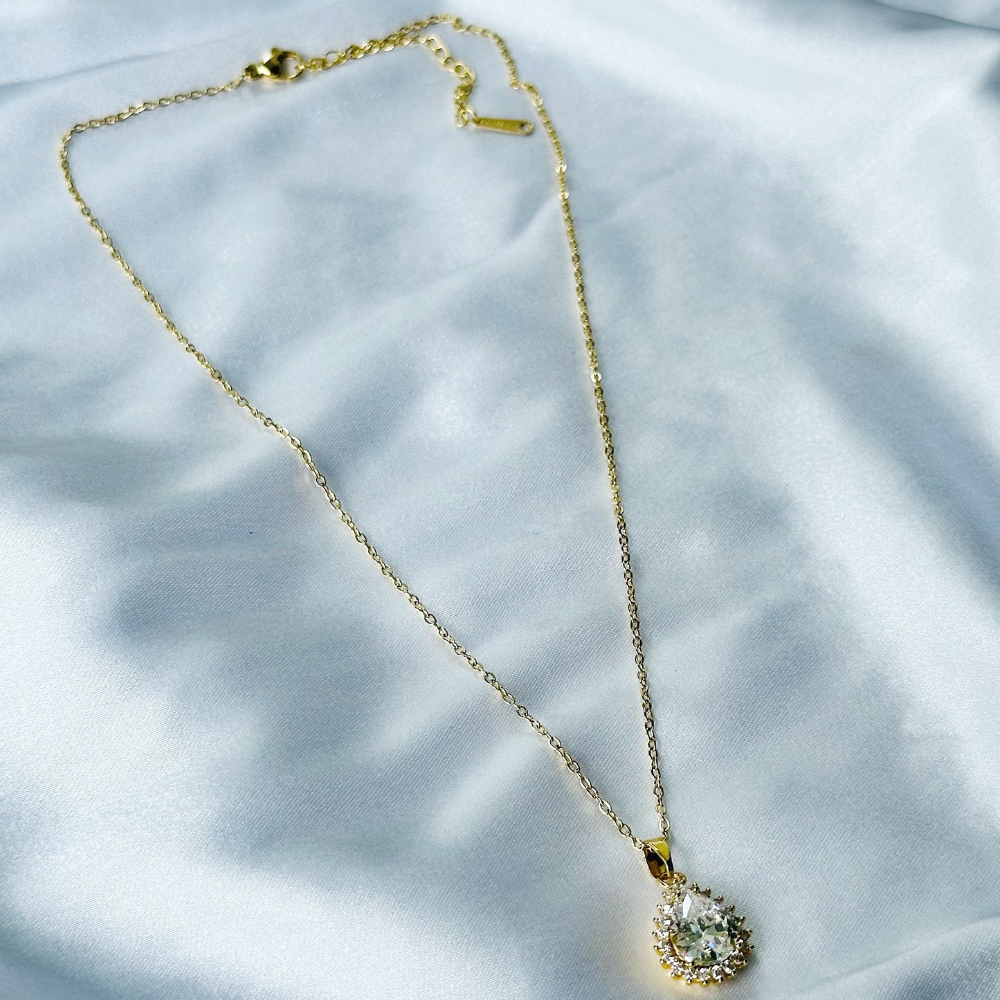 American Diamond Gold Plated Stainless Steel Necklace