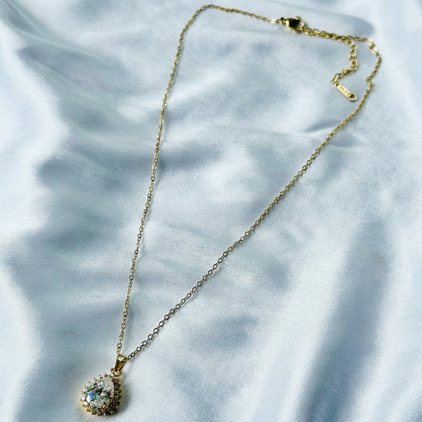 American Diamond Gold Plated Stainless Steel Necklace