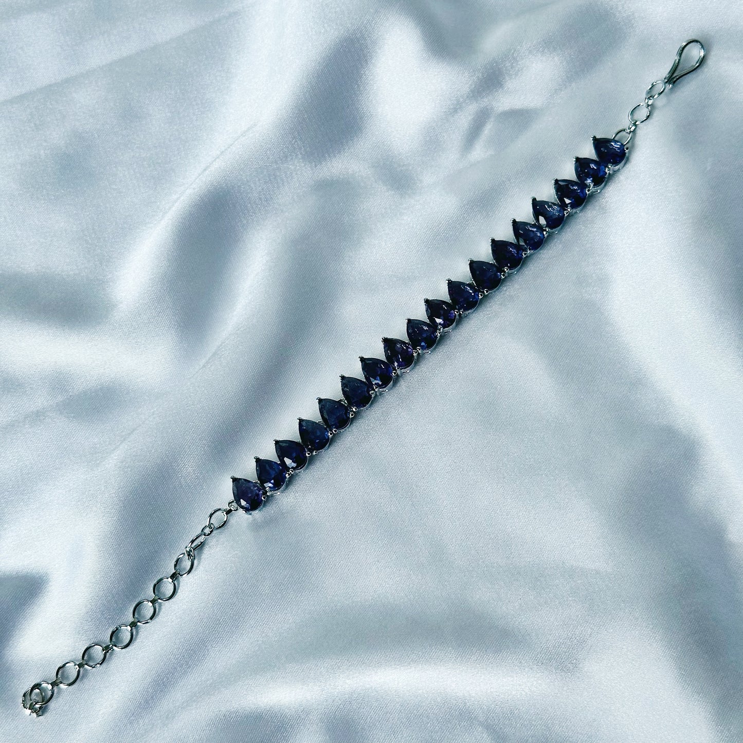 Deep Purple Amethyst Cubic Zircon Stone American Diamond Silver Plated Chain Bracelet