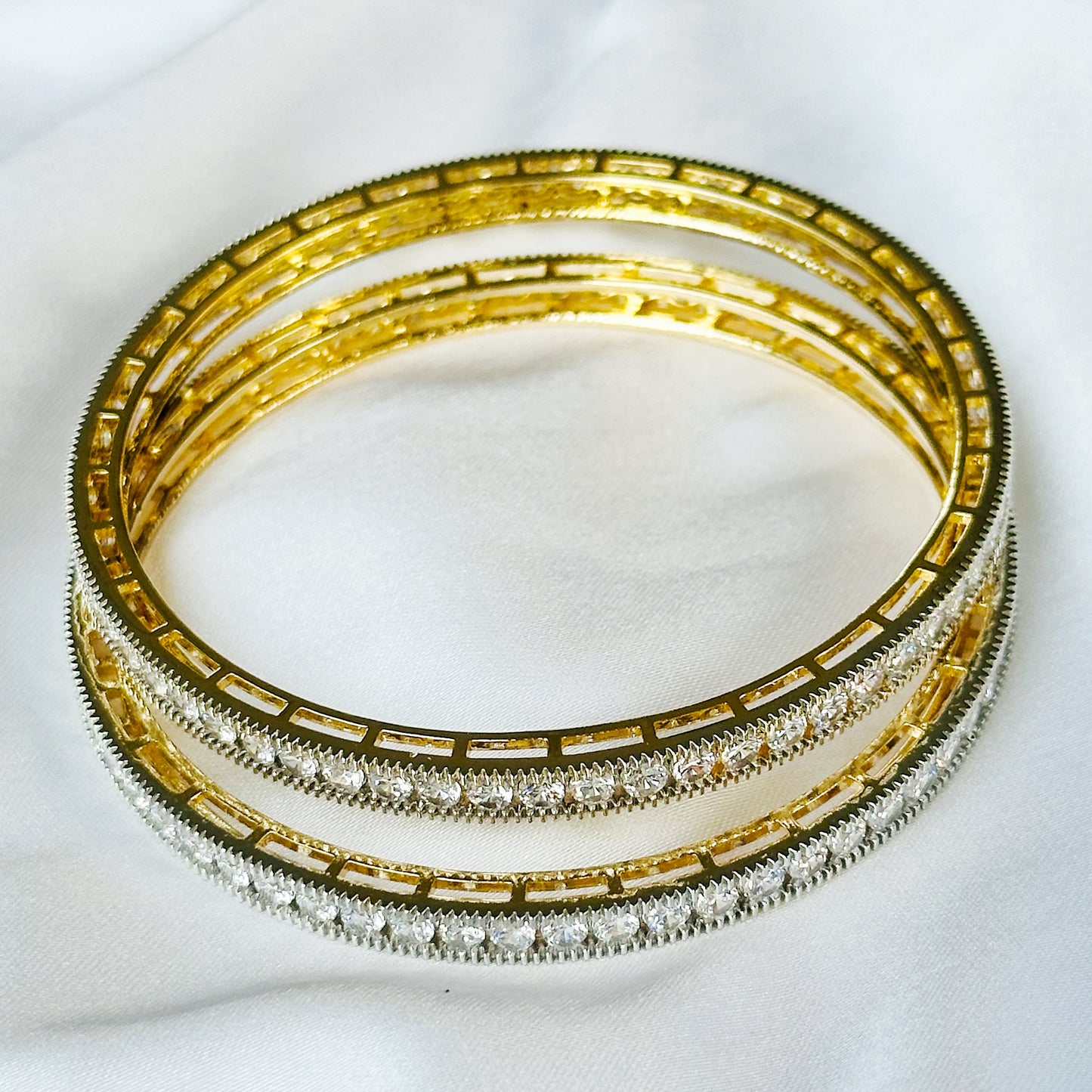American Diamond Gold-Silver Plated Bangles Set of 2