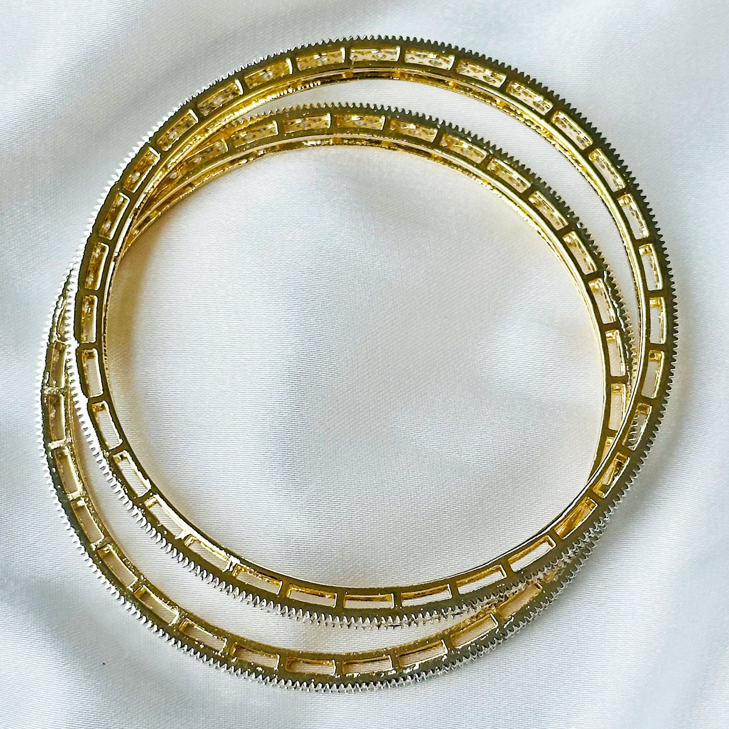 American Diamond Gold-Silver Plated Bangles Set of 2