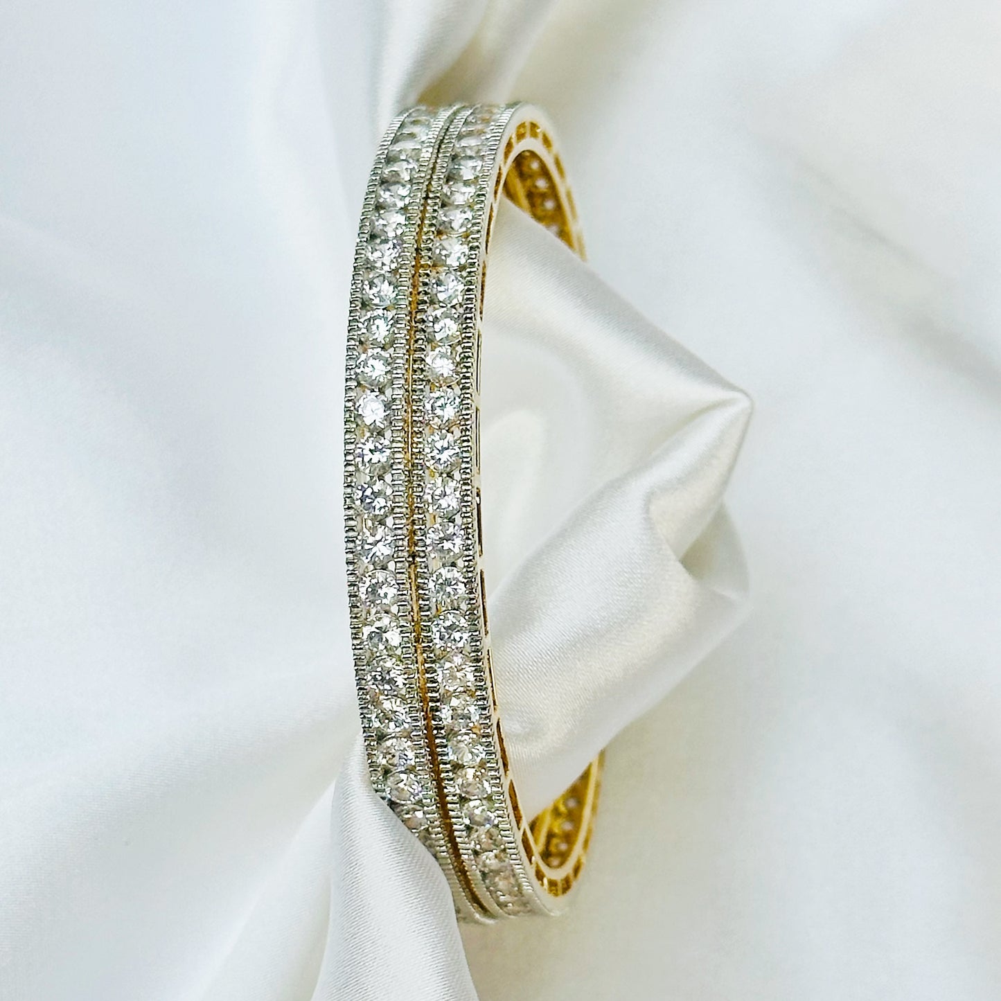 American Diamond Gold-Silver Plated Bangles Set of 2