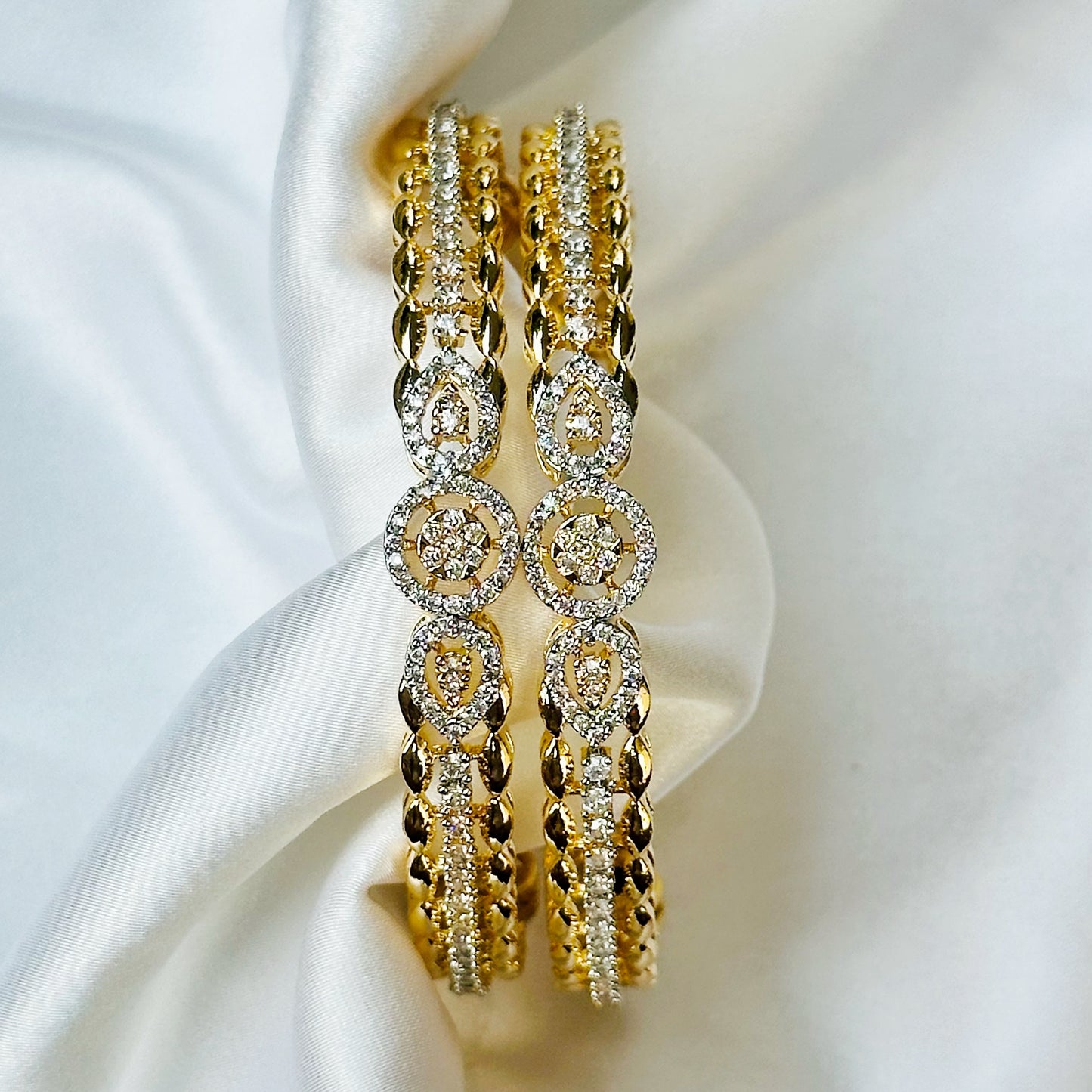 American Diamond Gold-Silver Plated Bangles Set of 2