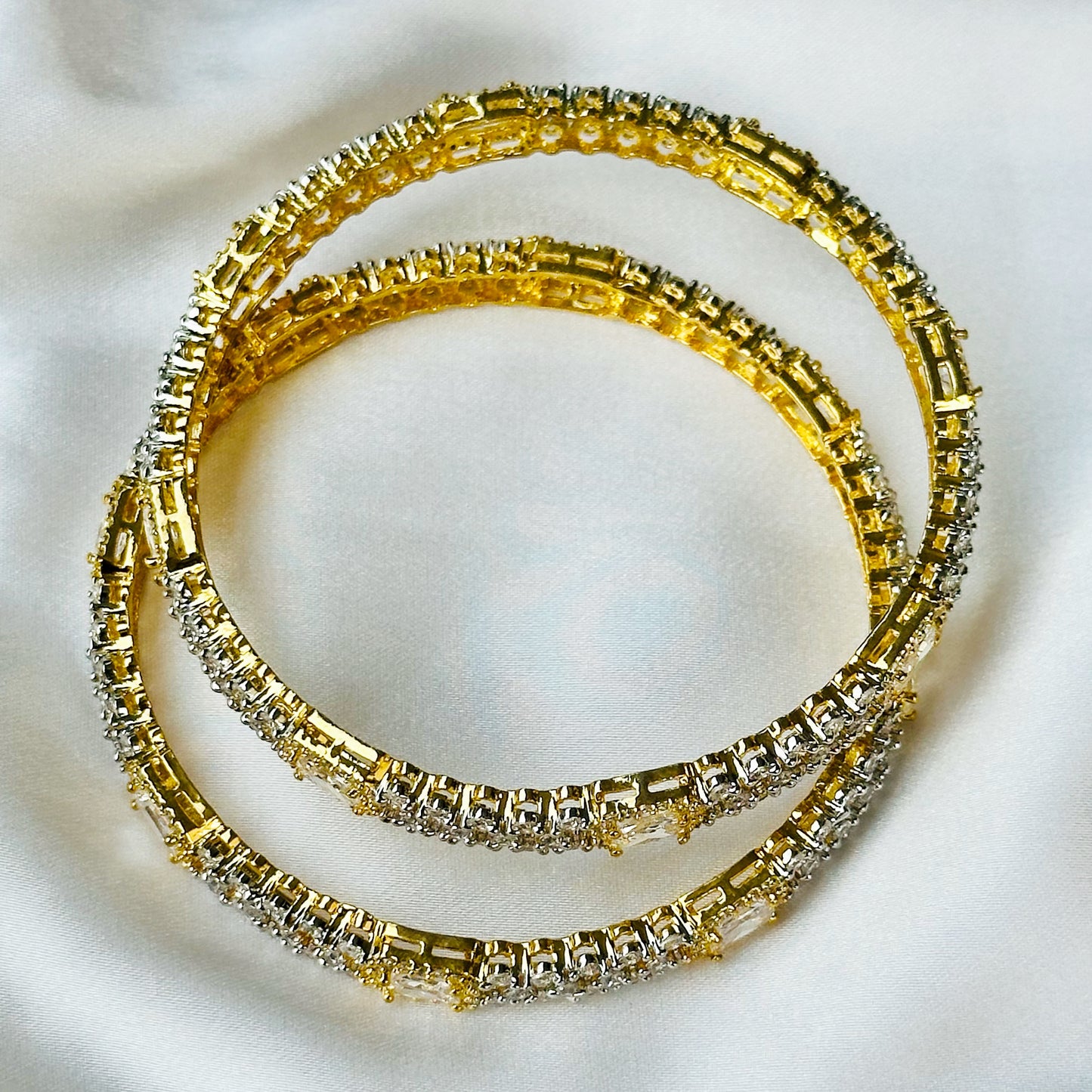 American Diamond Gold-Silver Plated Bangles Set of 2