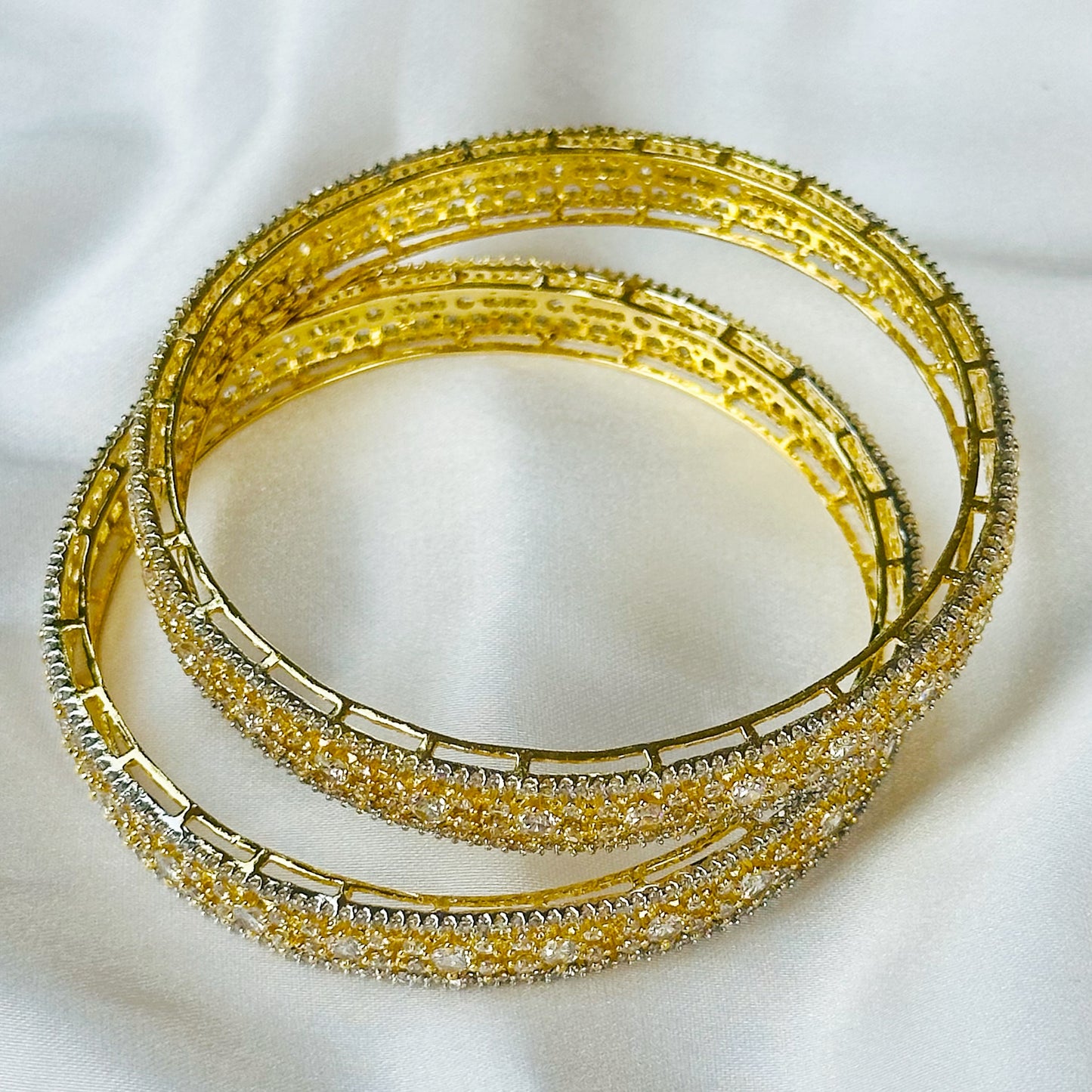 American Diamond Gold-Silver Plated Bangles Set of 2