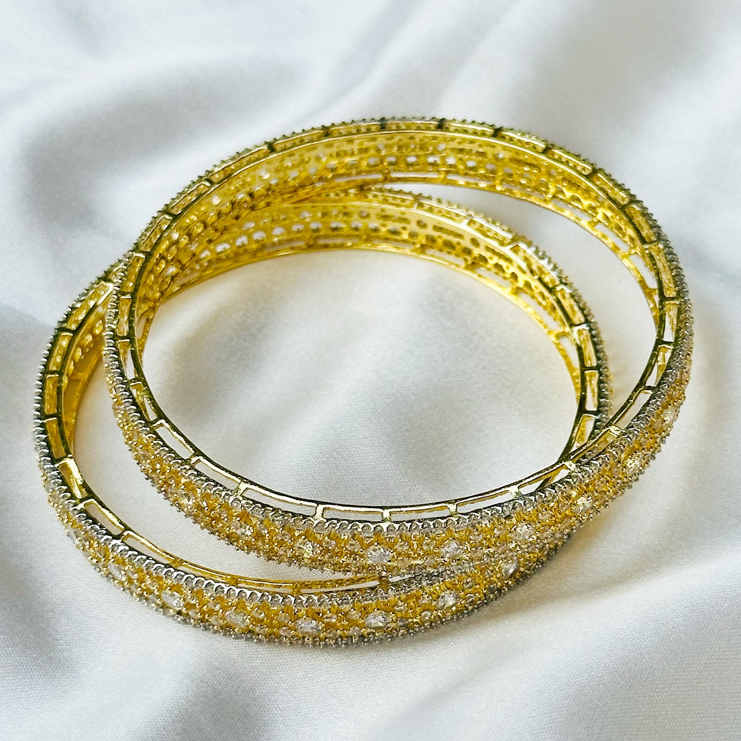 American Diamond Gold-Silver Plated Bangles Set of 2