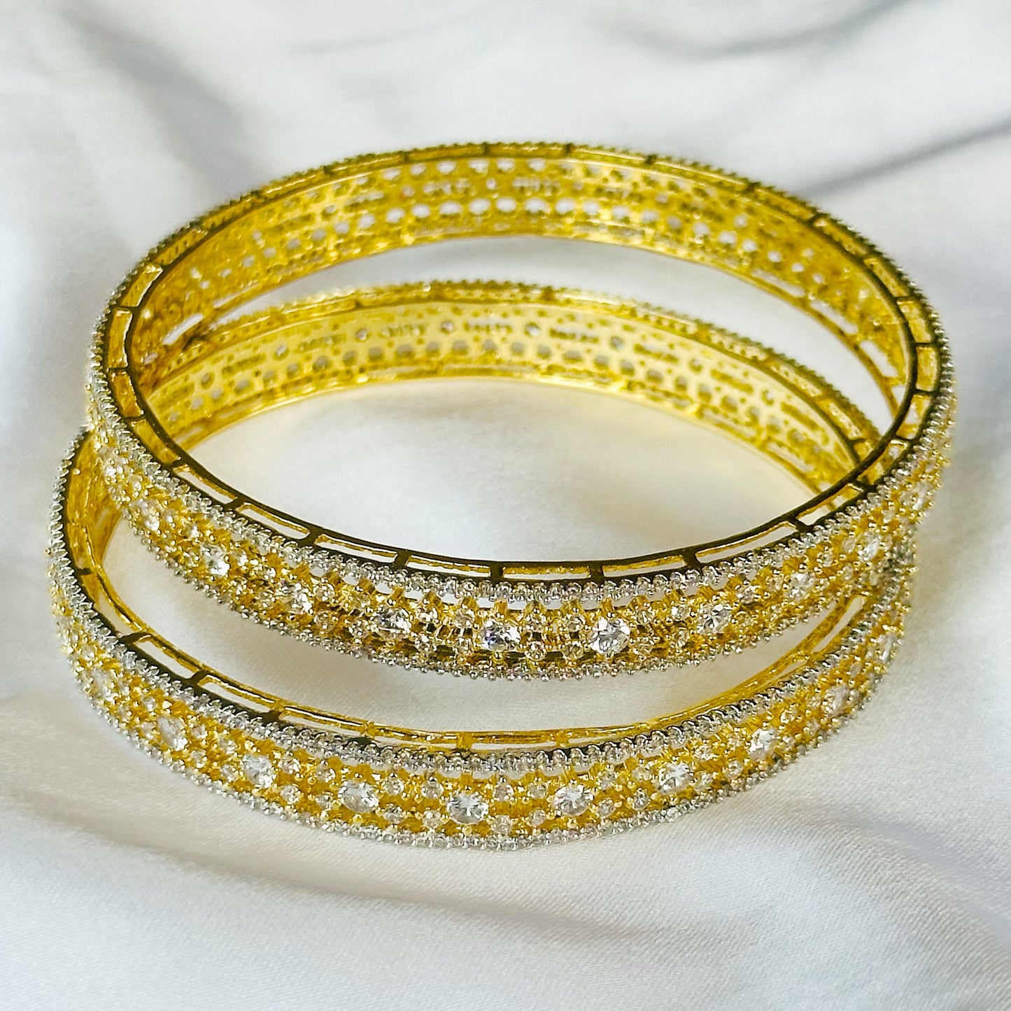 American Diamond Gold-Silver Plated Bangles Set of 2
