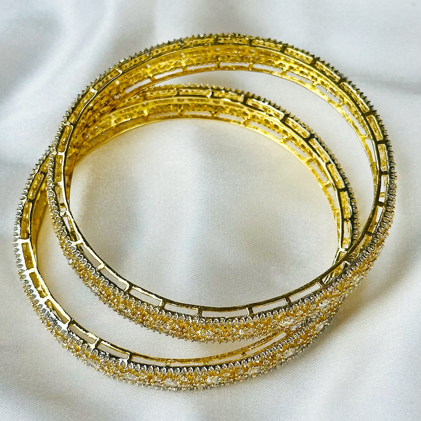 American Diamond Gold-Silver Plated Bangles Set of 2
