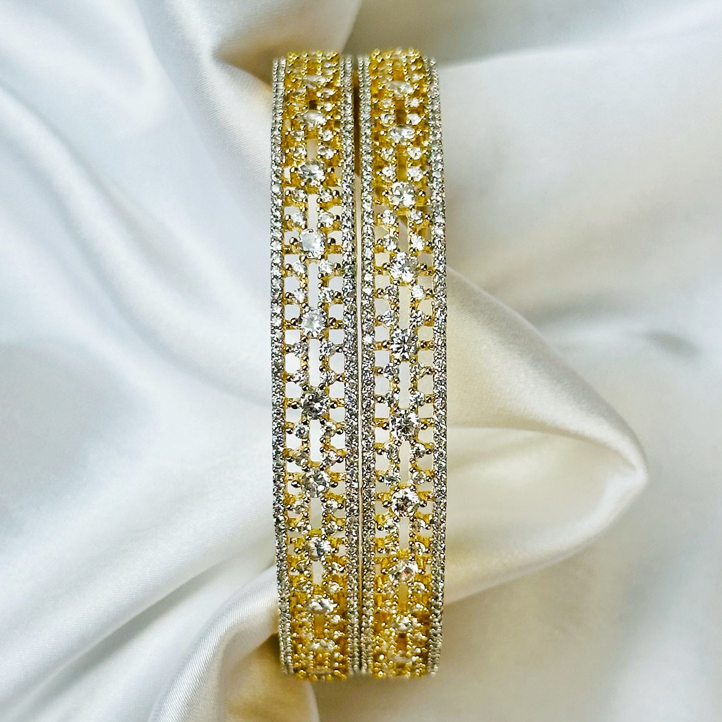 American Diamond Gold-Silver Plated Bangles Set of 2