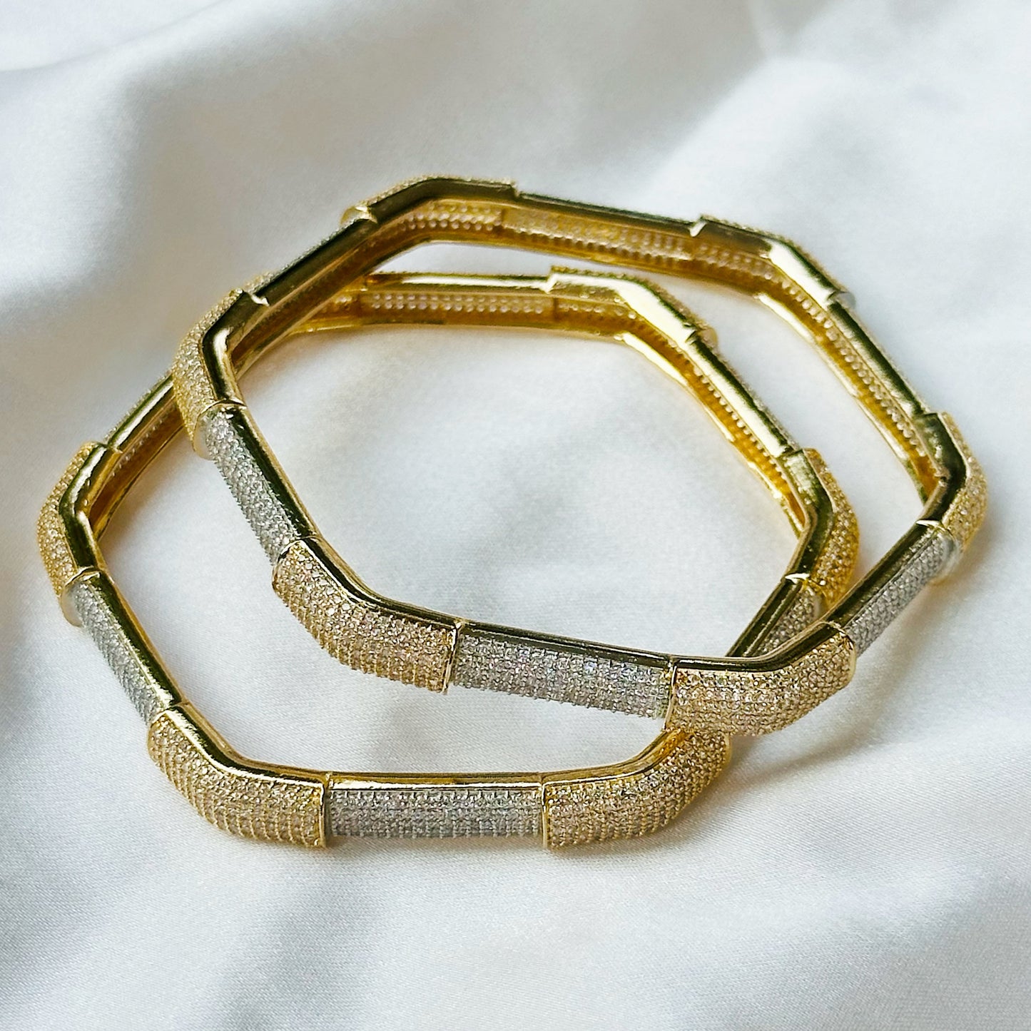 American Diamond Gold-Silver Plated Bangles Set of 2