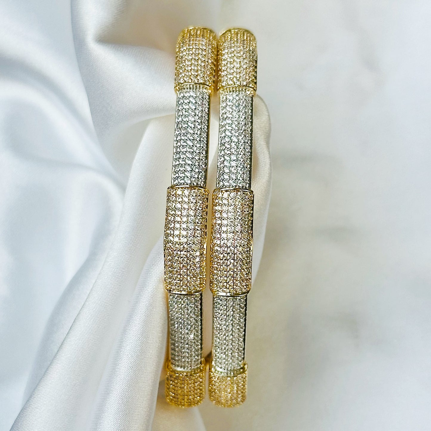 American Diamond Gold-Silver Plated Bangles Set of 2