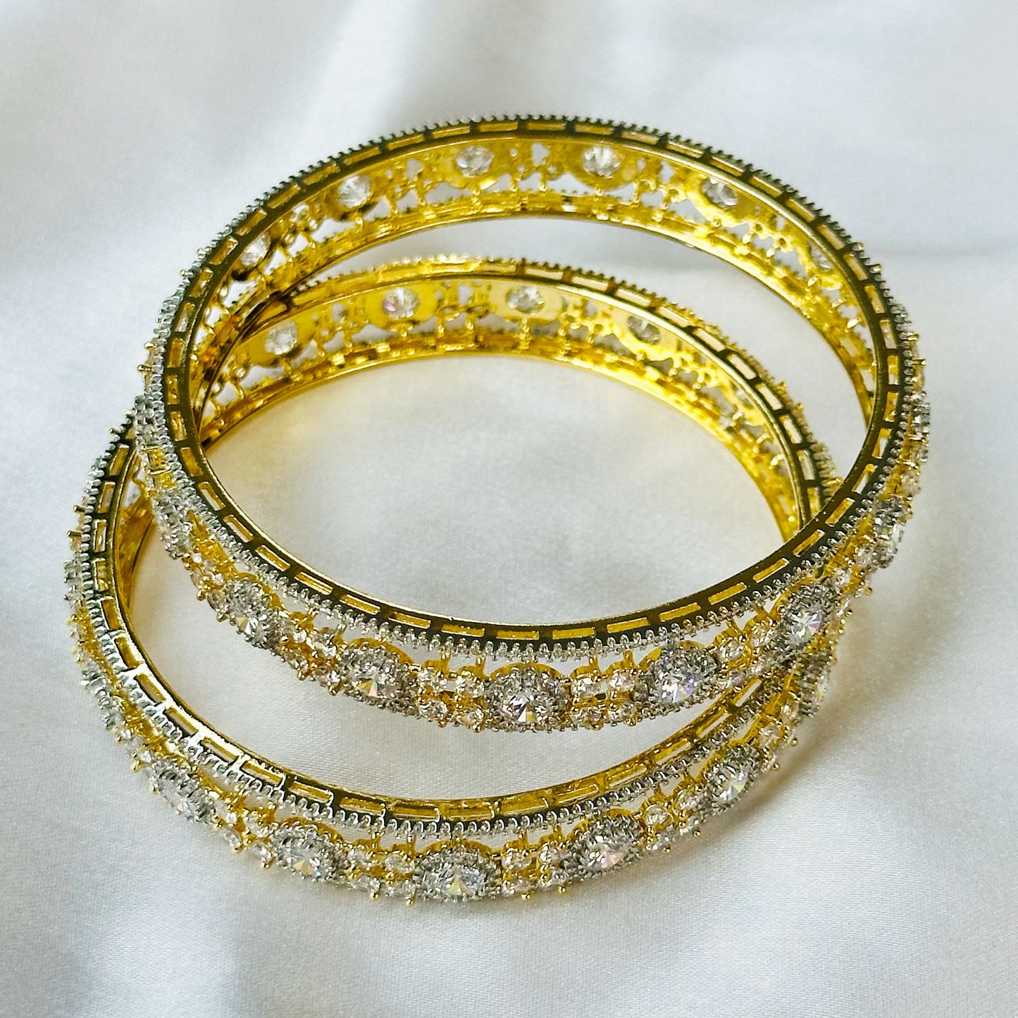 American Diamond Gold-Silver Plated Bangles Set of 2