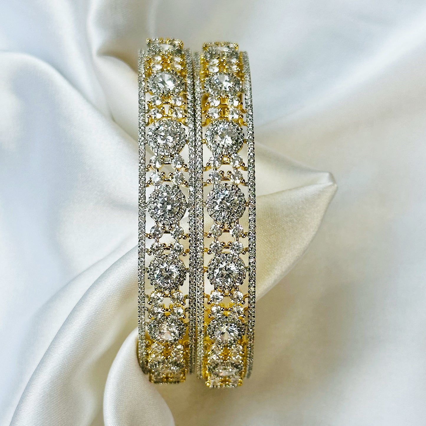 American Diamond Gold-Silver Plated Bangles Set of 2