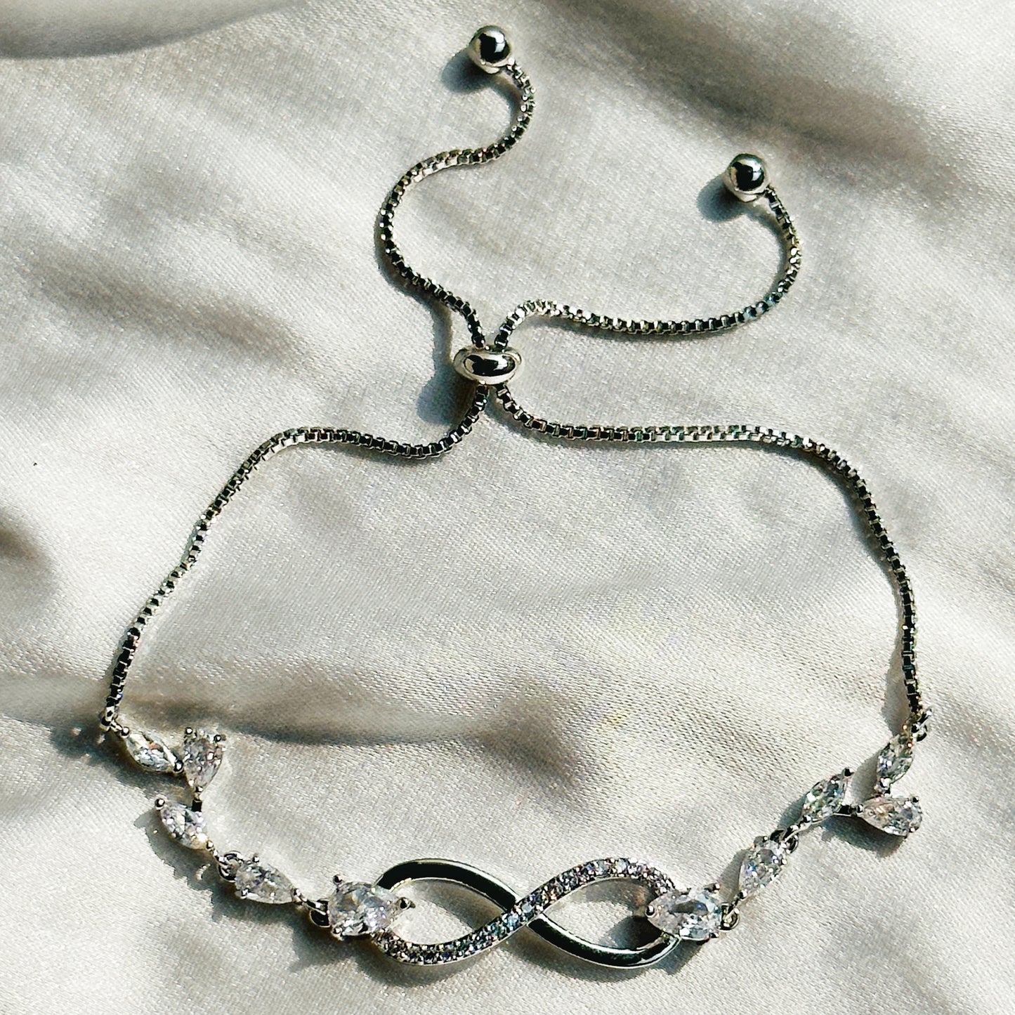 Infinity Design American Diamond Silver Plated Lock Bracelet