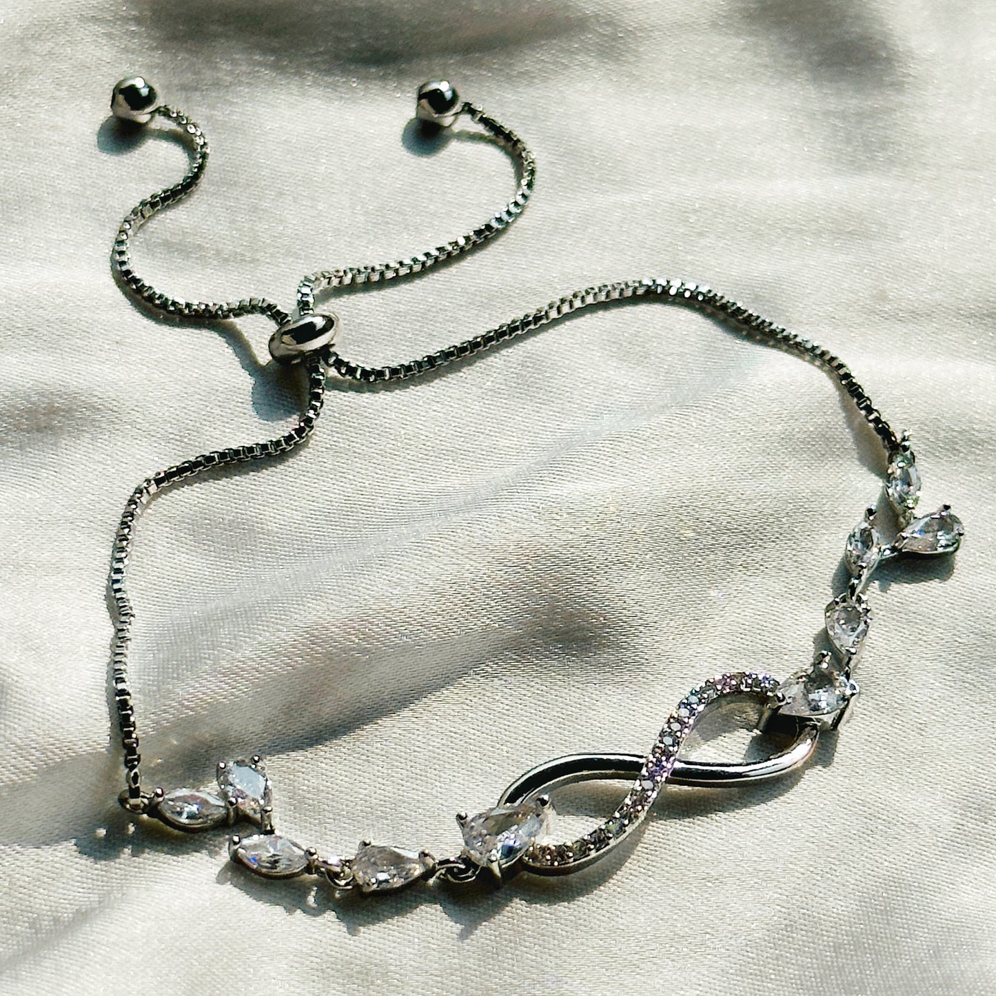 Infinity Design American Diamond Silver Plated Lock Bracelet