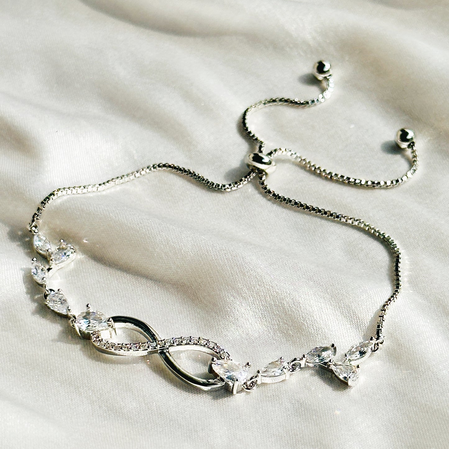 Infinity Design American Diamond Silver Plated Lock Bracelet