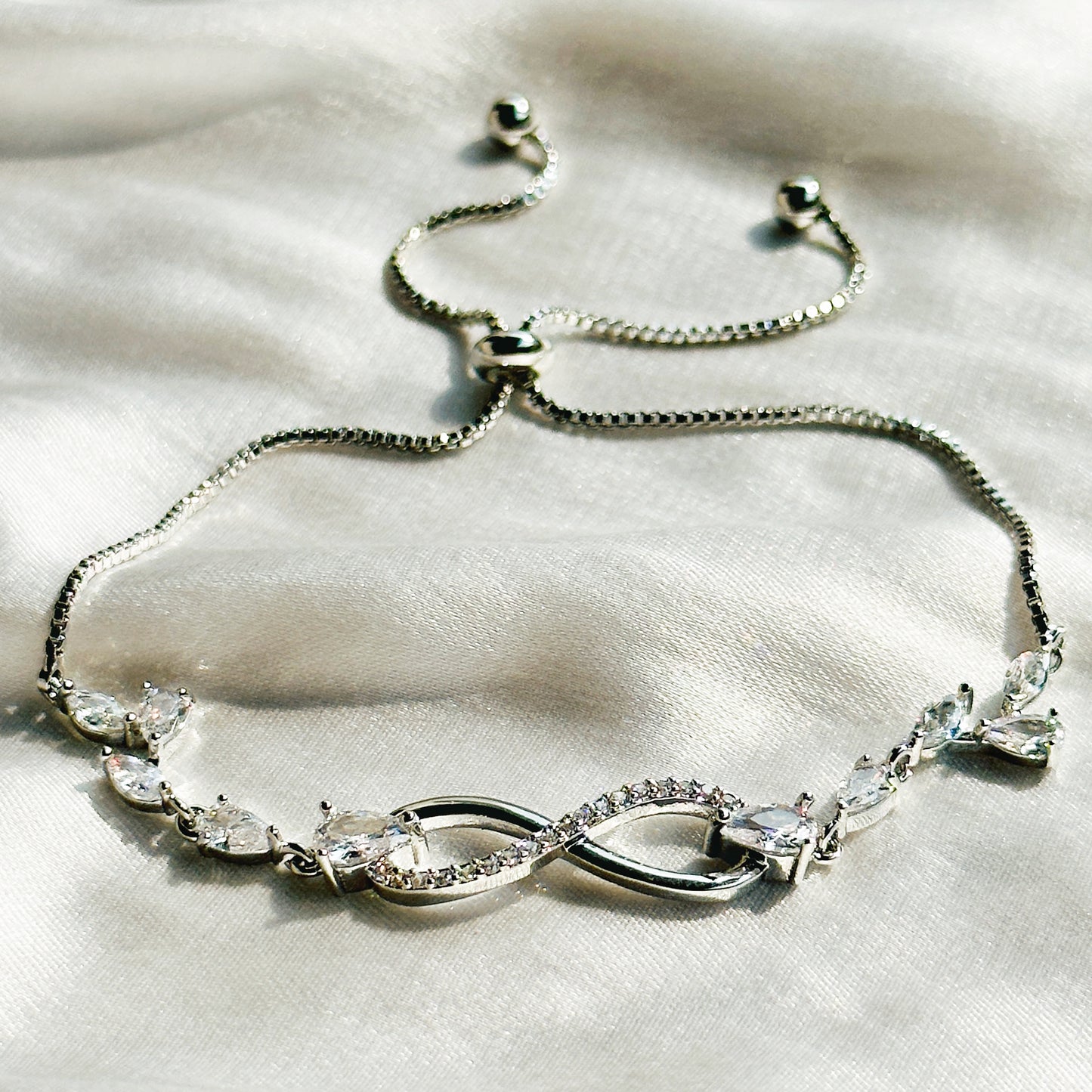 Infinity Design American Diamond Silver Plated Lock Bracelet