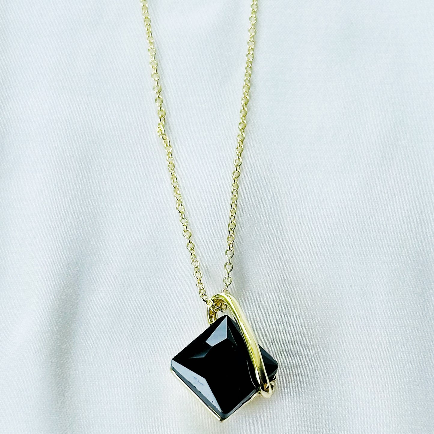 Black Zirconia American Diamond Gold Plated Pendant Set