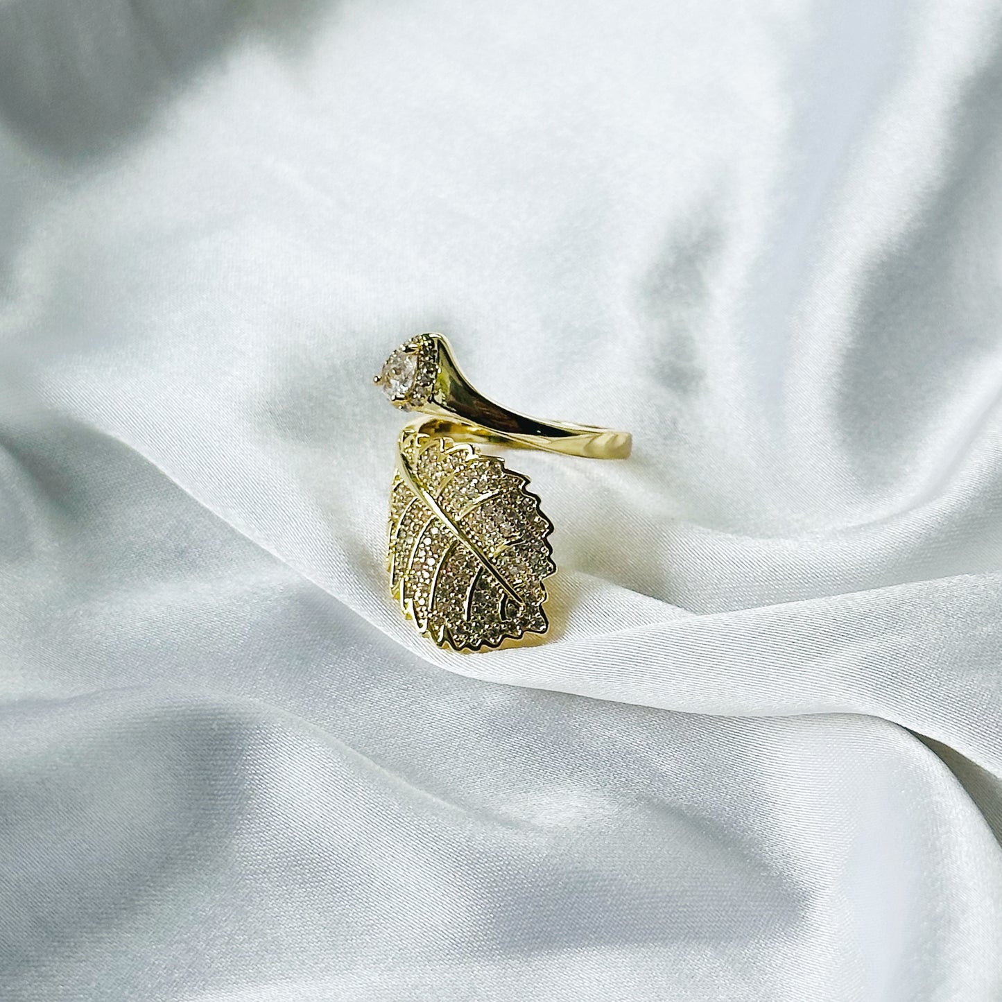 Solitaire Cubic Zirconia American Diamond Gold Plated Adjustable Ring