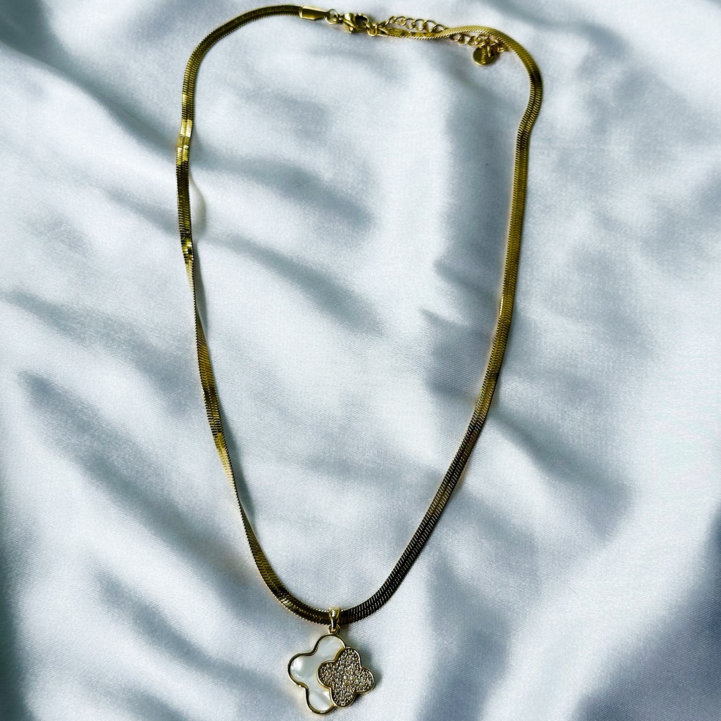 Floral Design American Diamond Gold Plated Stainless Steel Necklace