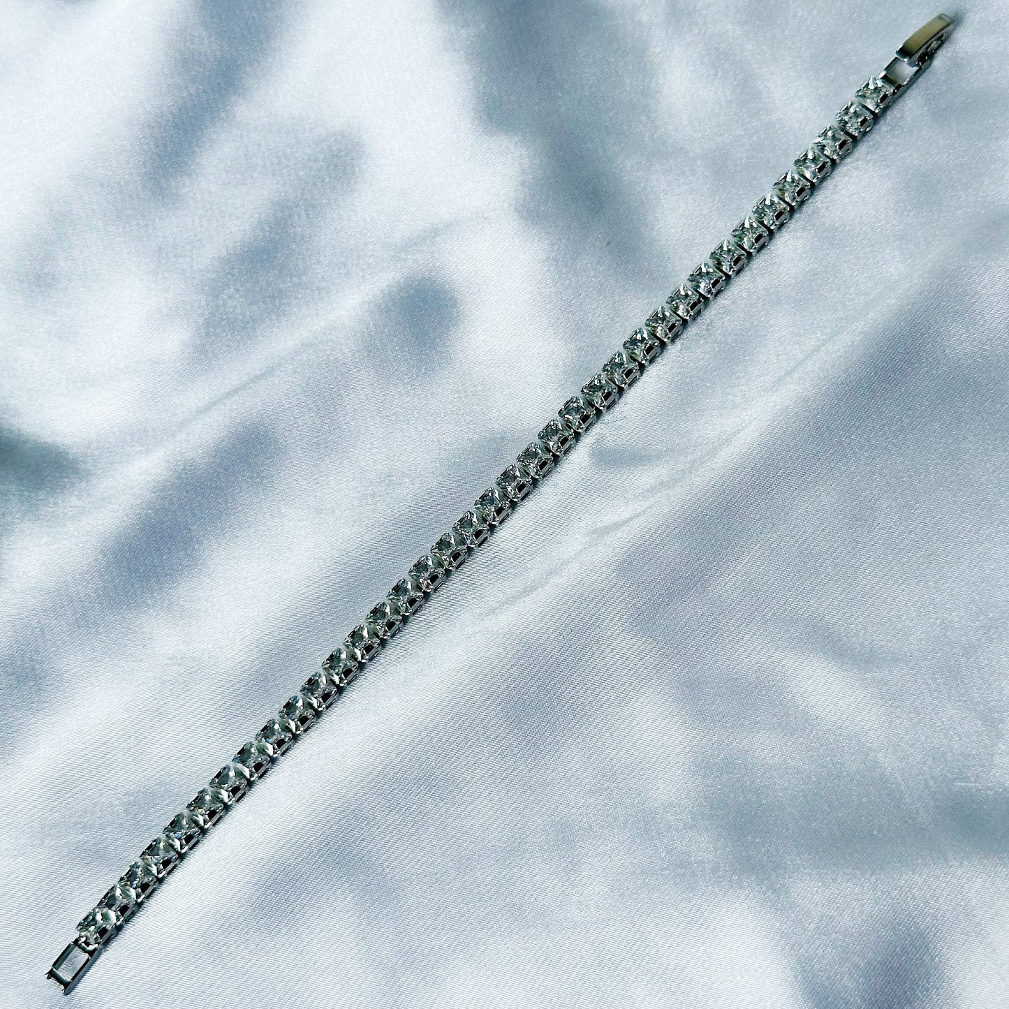 American Diamond Silver Plated Tennis Chain Bracelet