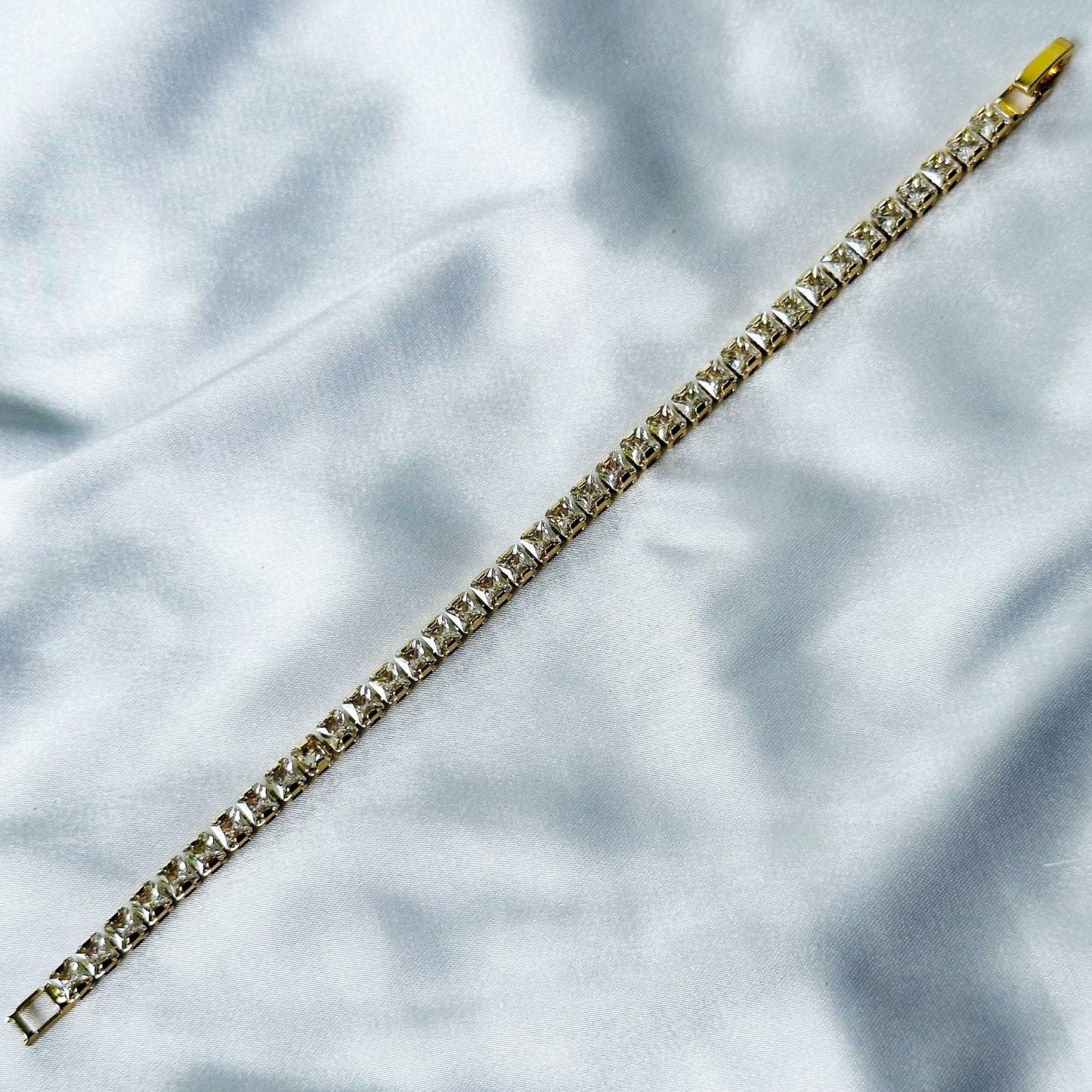 American Diamond Gold Plated Tennis Chain Bracelet