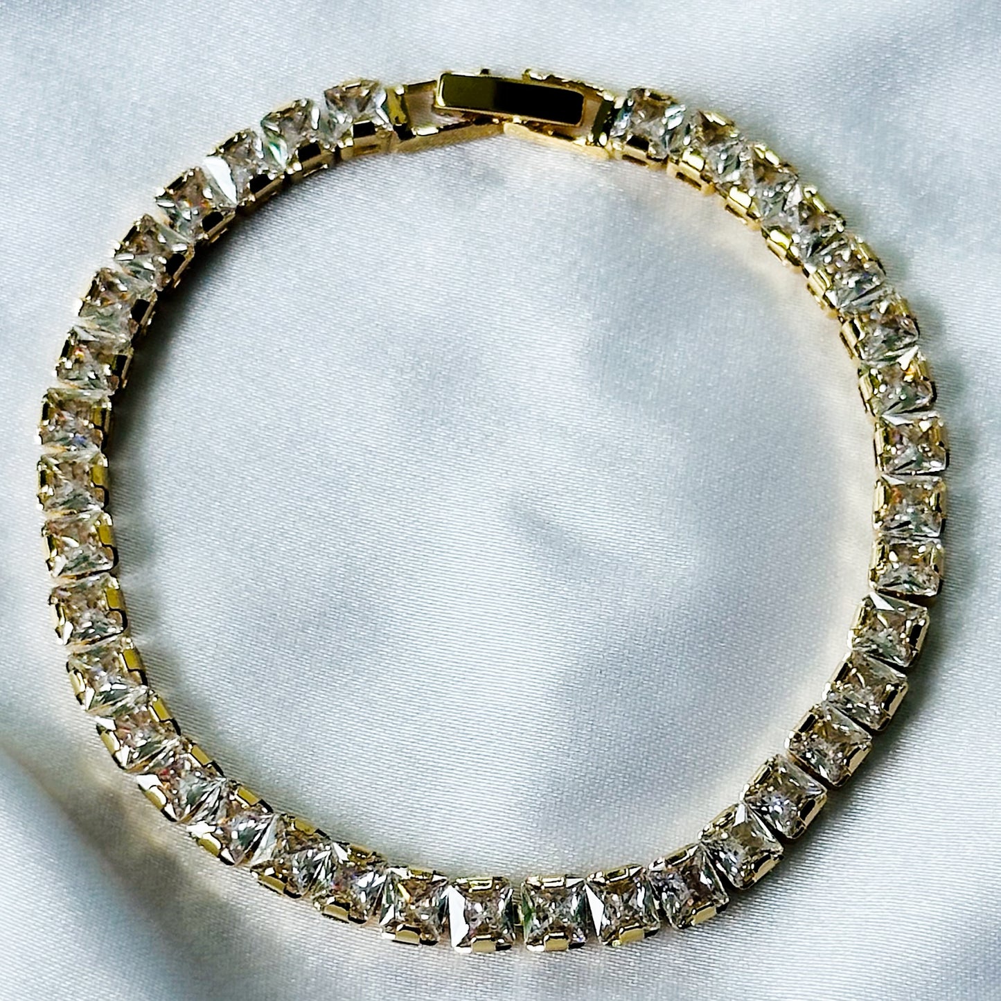 American Diamond Gold Plated Tennis Chain Bracelet