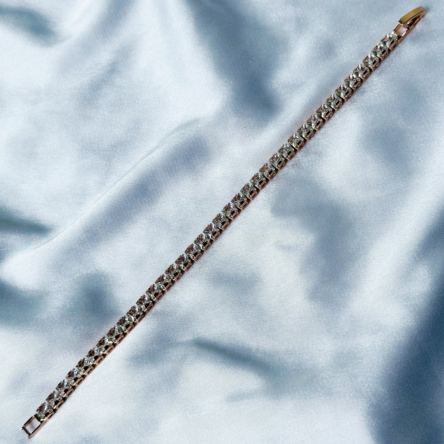 American Diamond Rose Gold Plated Tennis Chain Bracelet