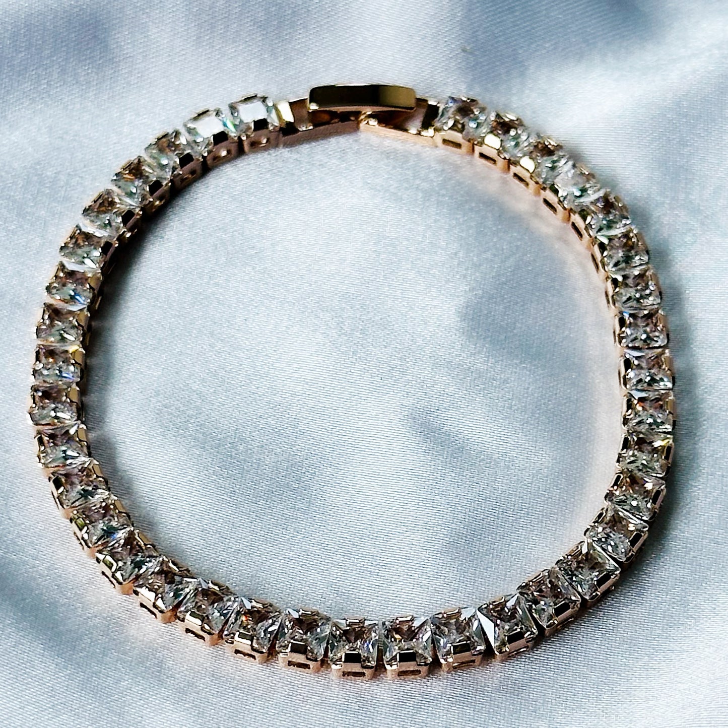 American Diamond Rose Gold Plated Tennis Chain Bracelet