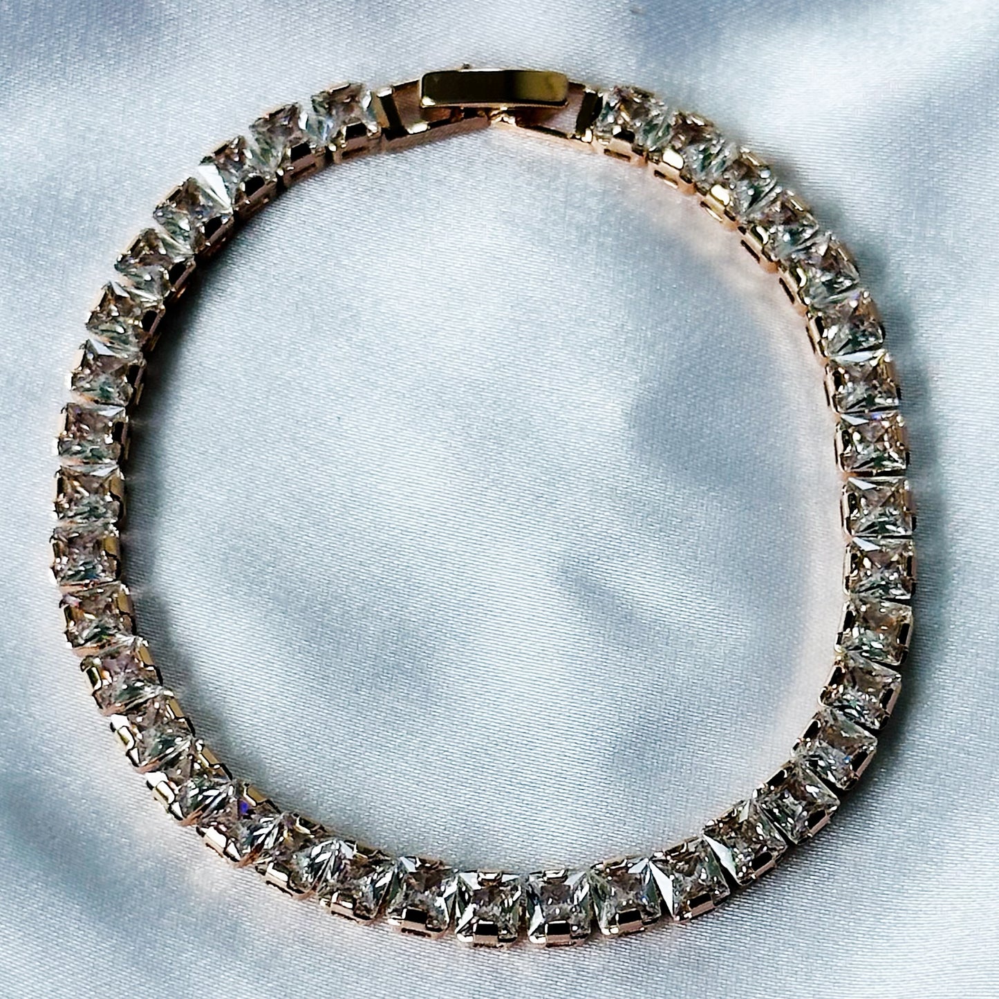 American Diamond Rose Gold Plated Tennis Chain Bracelet