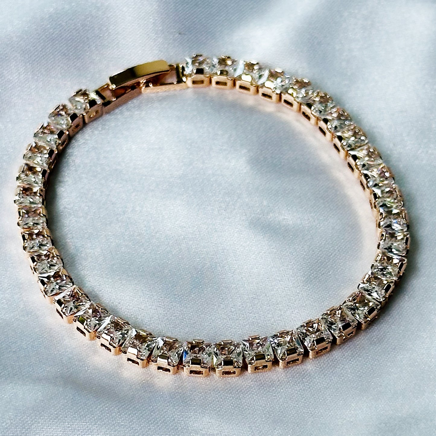American Diamond Rose Gold Plated Tennis Chain Bracelet